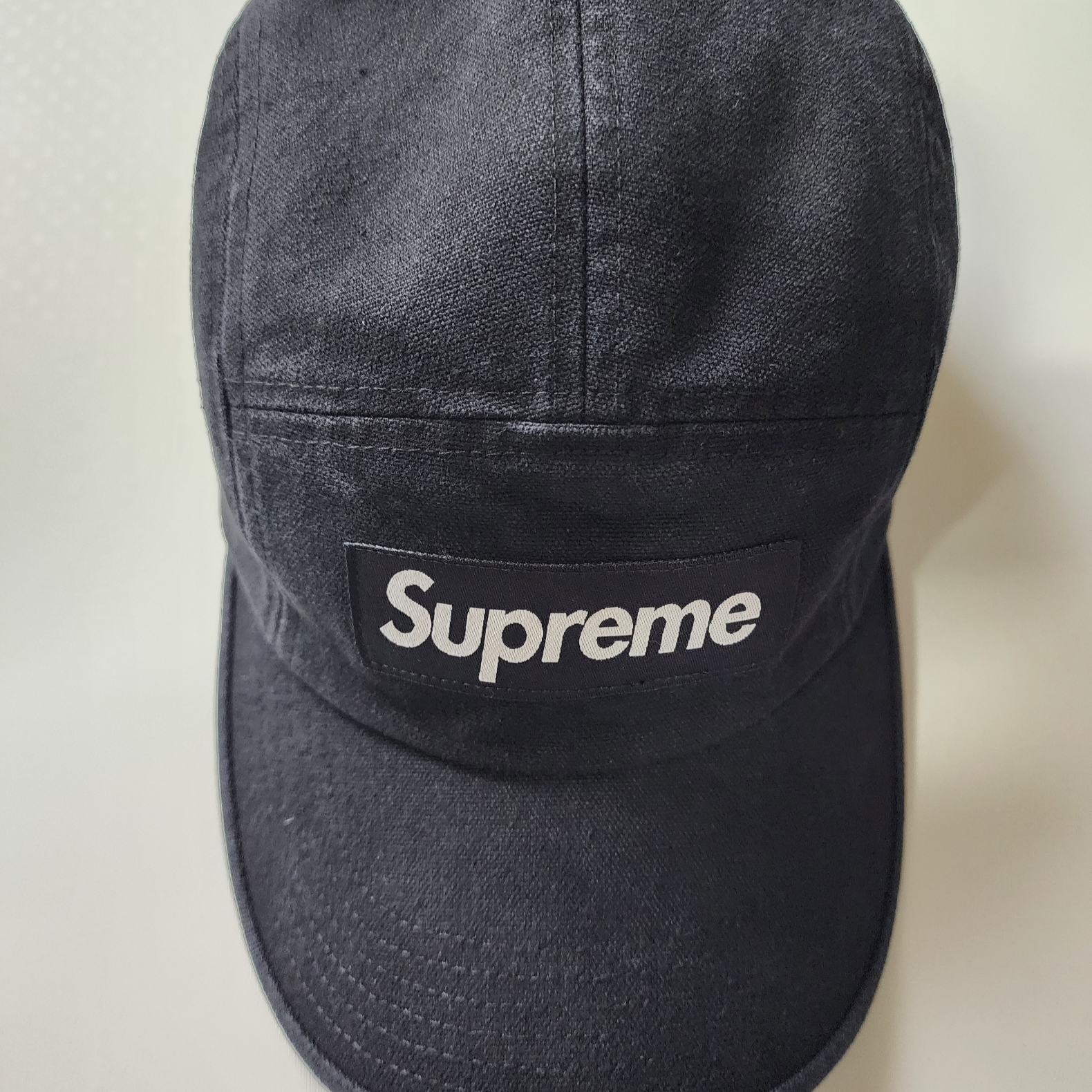 Supreme Washed Canvas Camp Cap Black - 24SS 착용 스타일