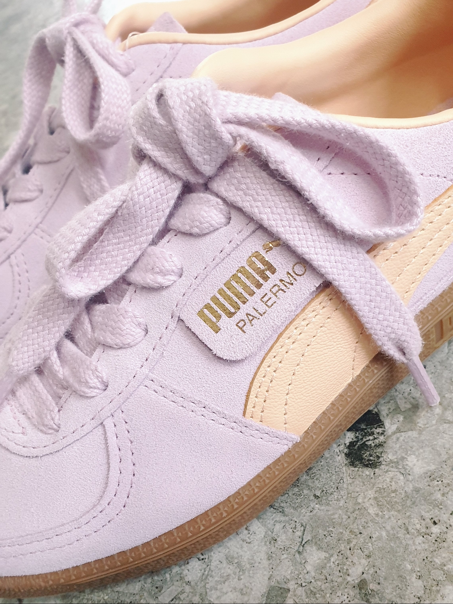 Puma Palermo Grape Mist Peach Fizz 착용 스타일 - 1