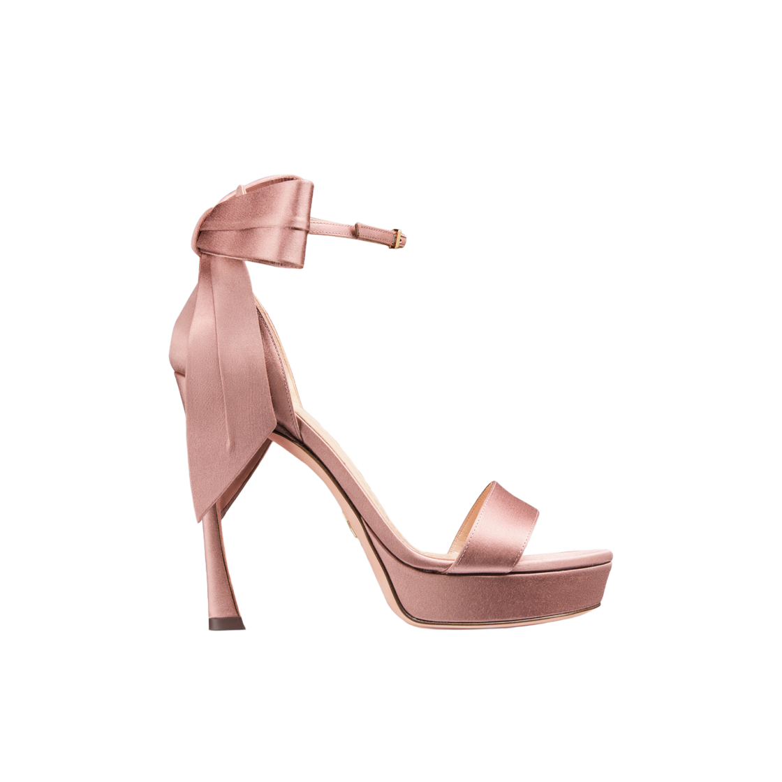 (W) 디올 마일 힐 샌들 로즈 벤트 사틴((W) Dior Mlle Heeled Sandal Roses Vents Satin) - 1