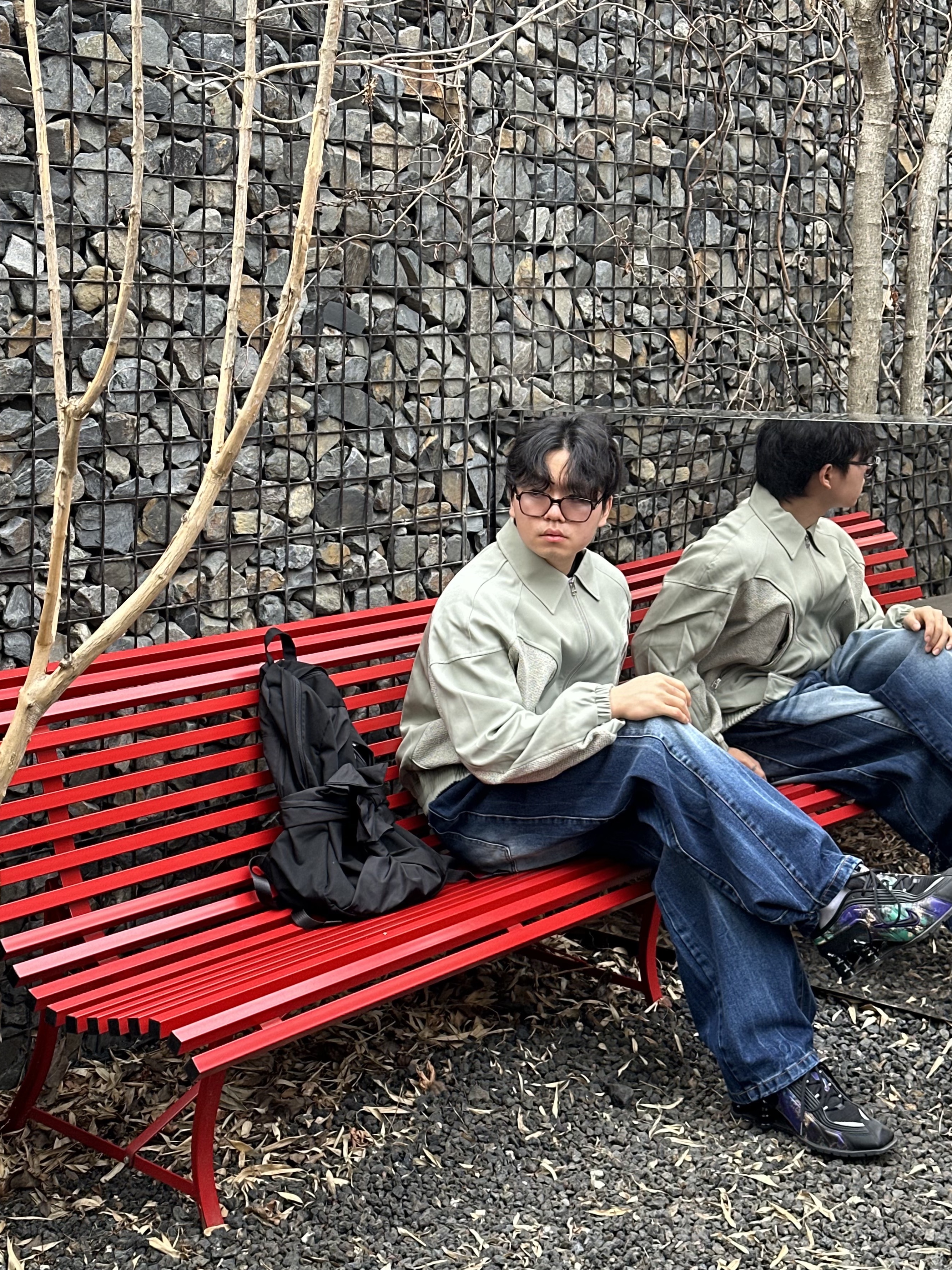 Typing Mistake Double Pocket Blouson Mint, Nike x Martine Rose Shox MR4 Black Multi 착용 스타일 - 4