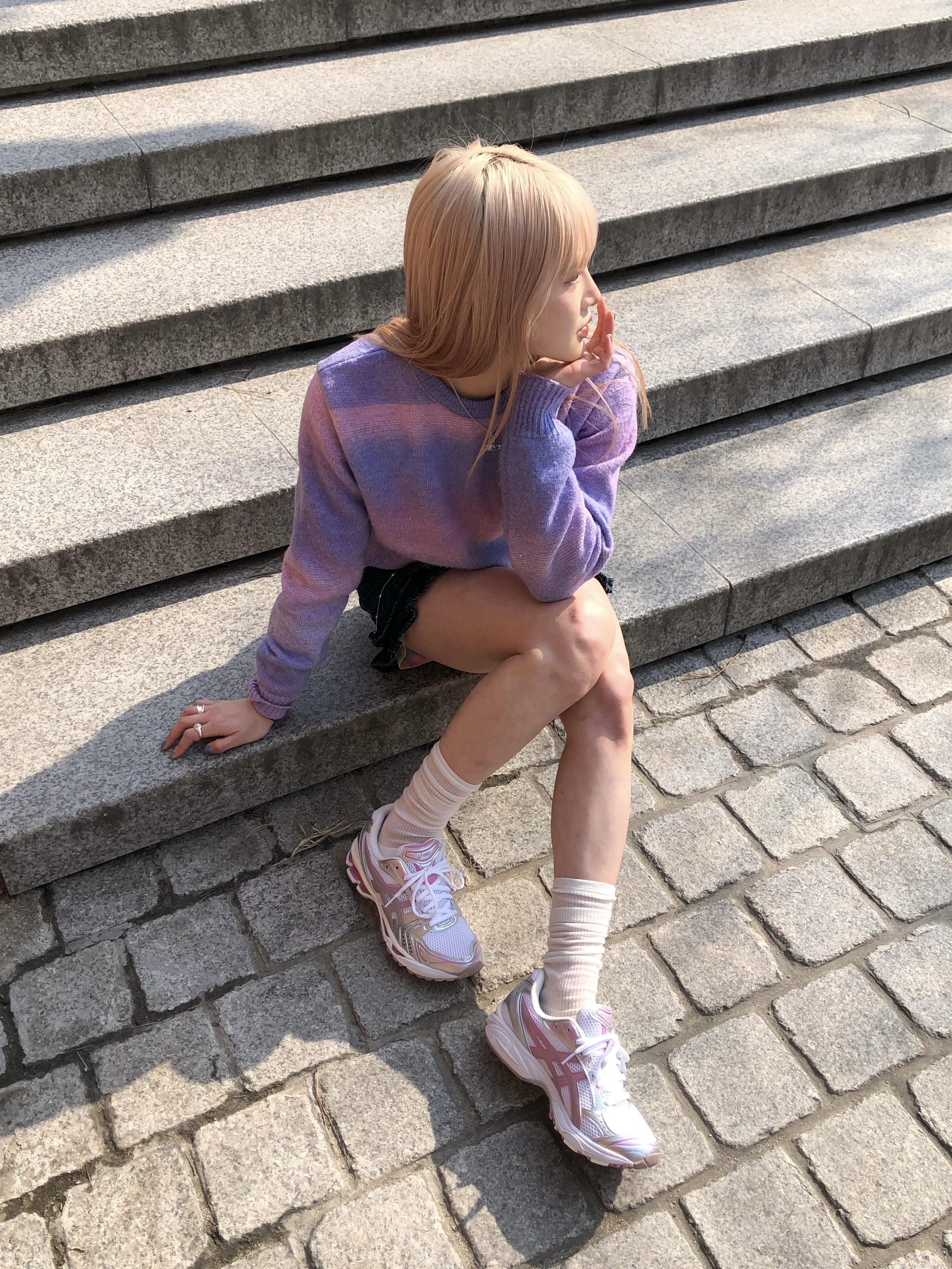 Asics Unlimited Gel-Kayano 14 White Fawn 착용 스타일 - 3