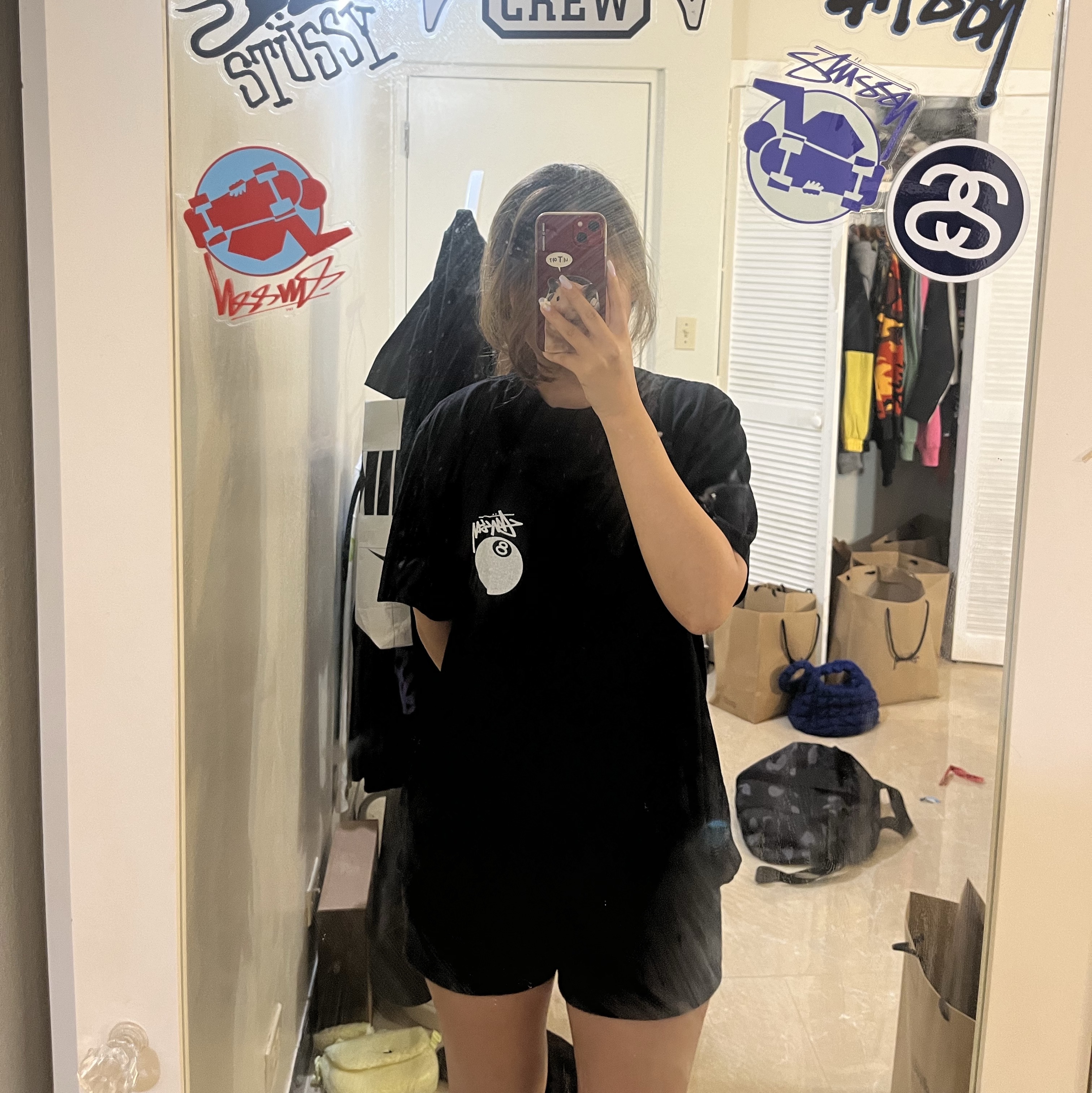 Stussy 8 Ball Pigment Dyed T-Shirt Olive, Stussy 8 Ball Pigment Dyed T-Shirt Black 착용 스타일 - 2