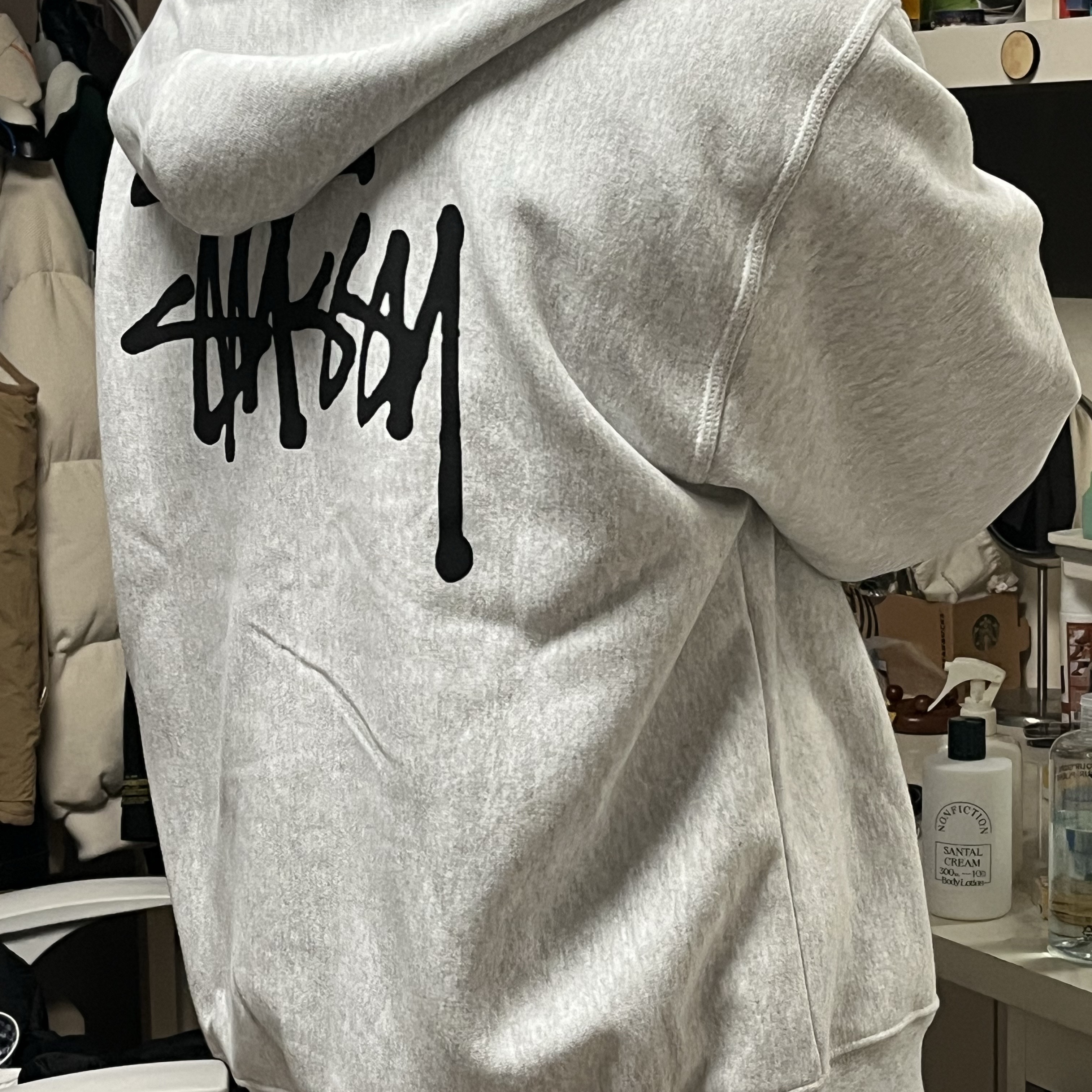 Stussy Basic Stussy Zip Hoodie Ash Heather 착용 스타일