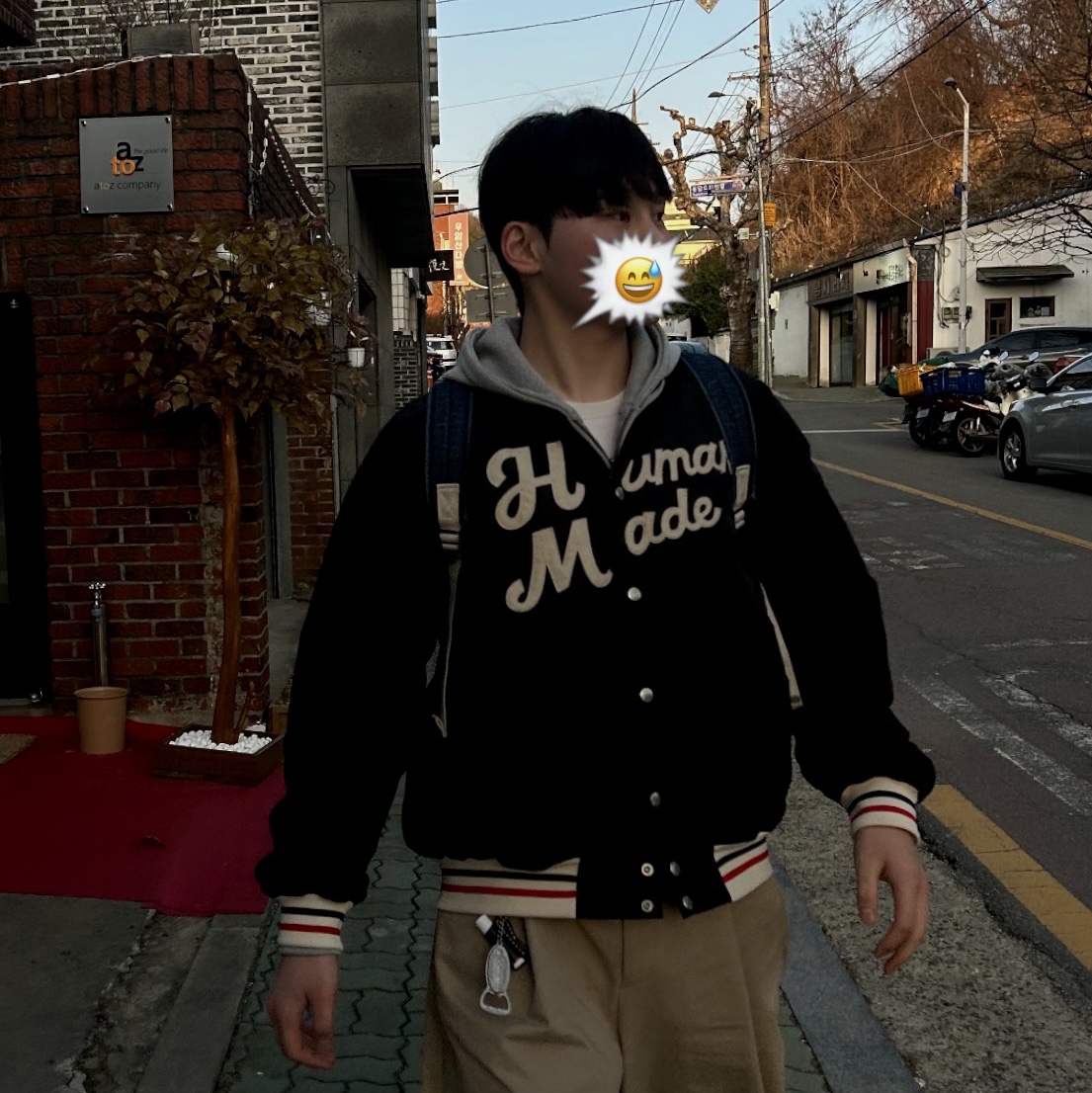 Human Made Nylon Stadium Jacket Black 착용 스타일 - 2