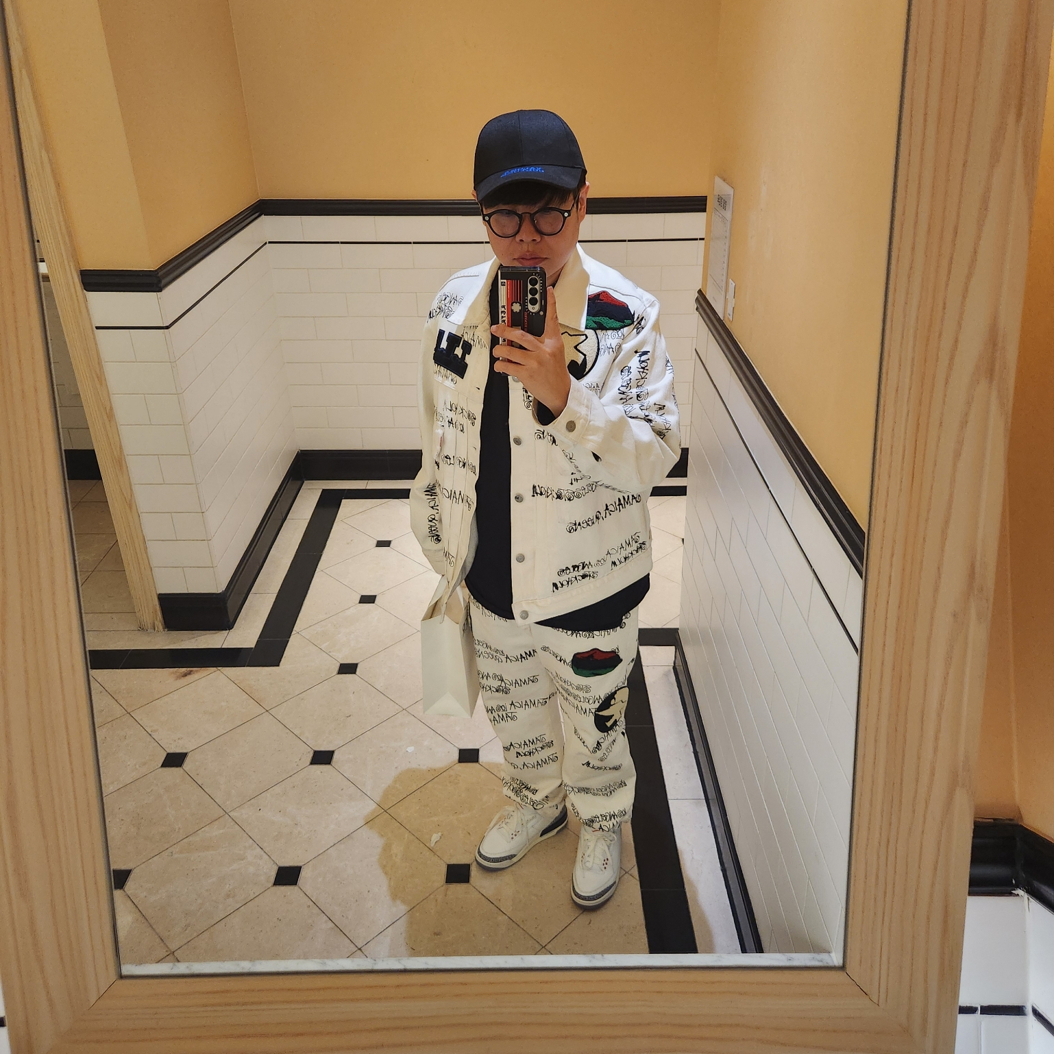 Stussy x Our Legacy x Denim Tears TTL Denim Jacket White, Stussy x Our Legacy x Denim Tears TTL 501 Jean White 착용 스타일