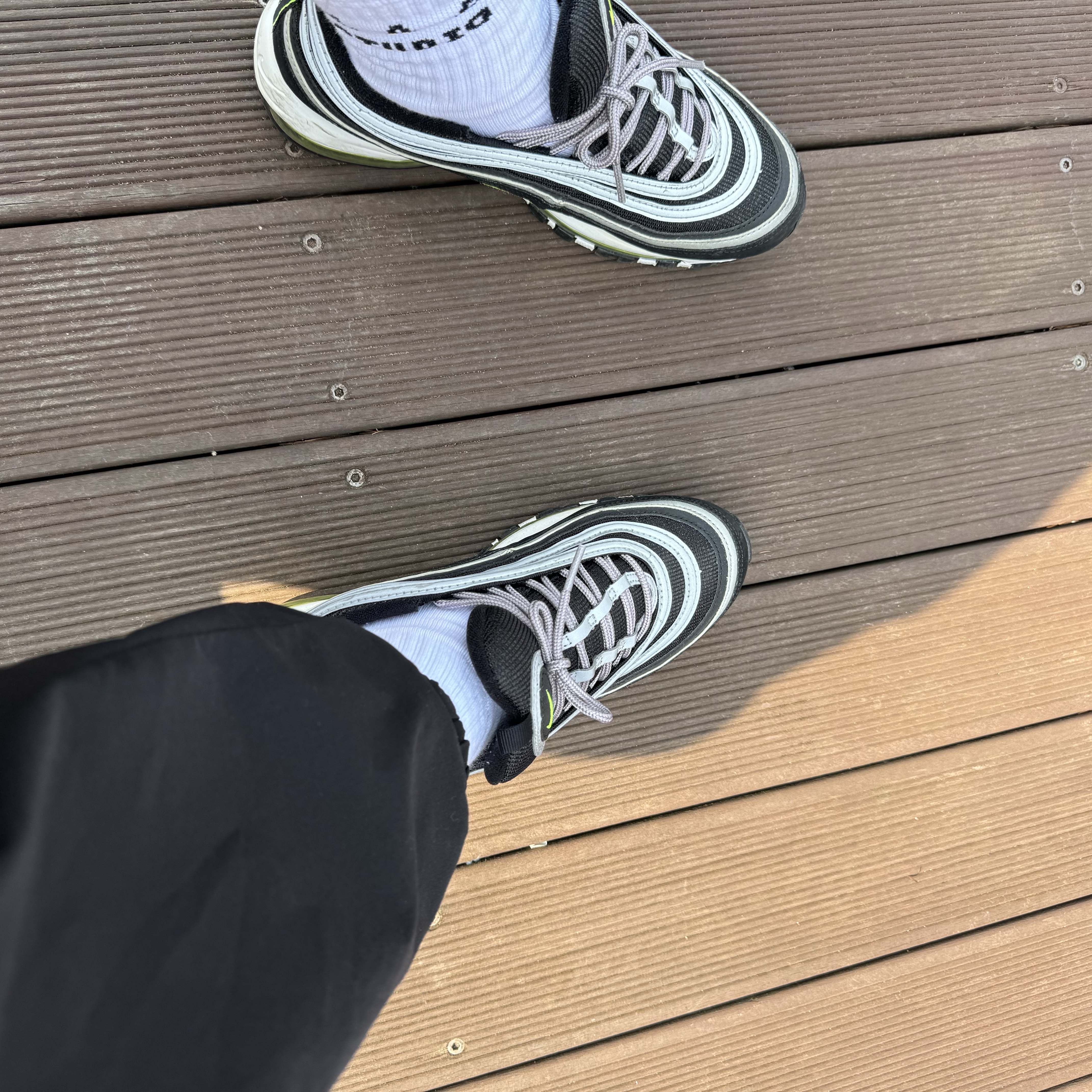 Nike Air Max 97 OG Black Volt Asia, IAB Studio Socks White (5 Pack) 착용 스타일 - 1