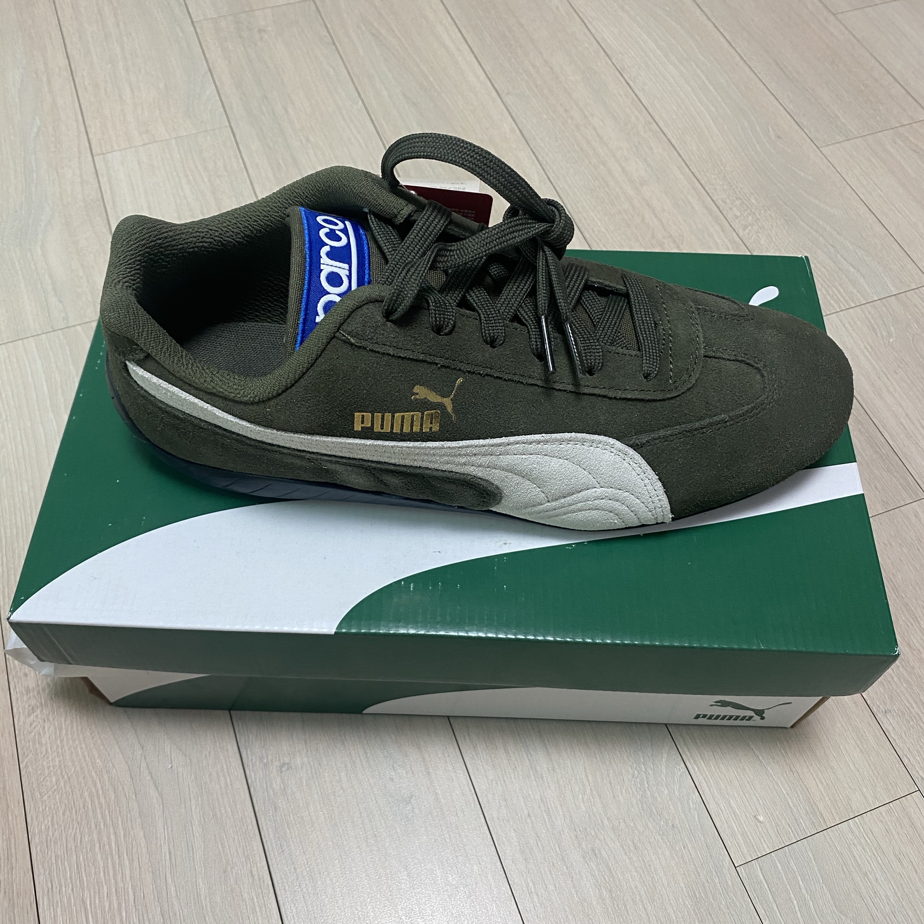 Puma Speedcat OG Sparco Forest Night Puma White 착용 스타일 - 1