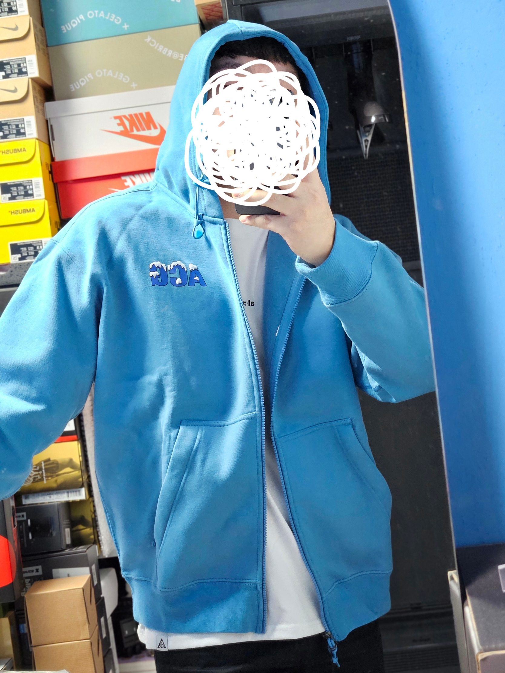 Nike ACG Therma-Fit Full Zip Graphic Hoodie Dutch Blue 착용 스타일 - 3