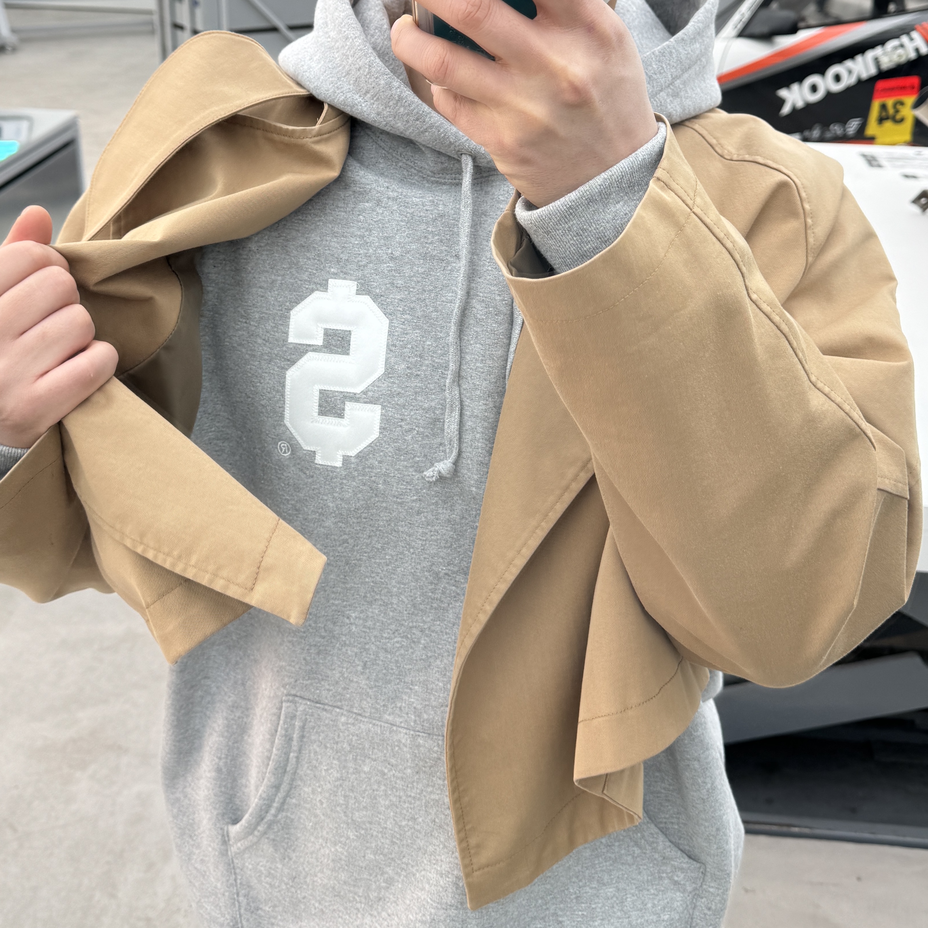 Supreme $ Hooded Sweatshirt Heather Grey - 24SS 착용 스타일
