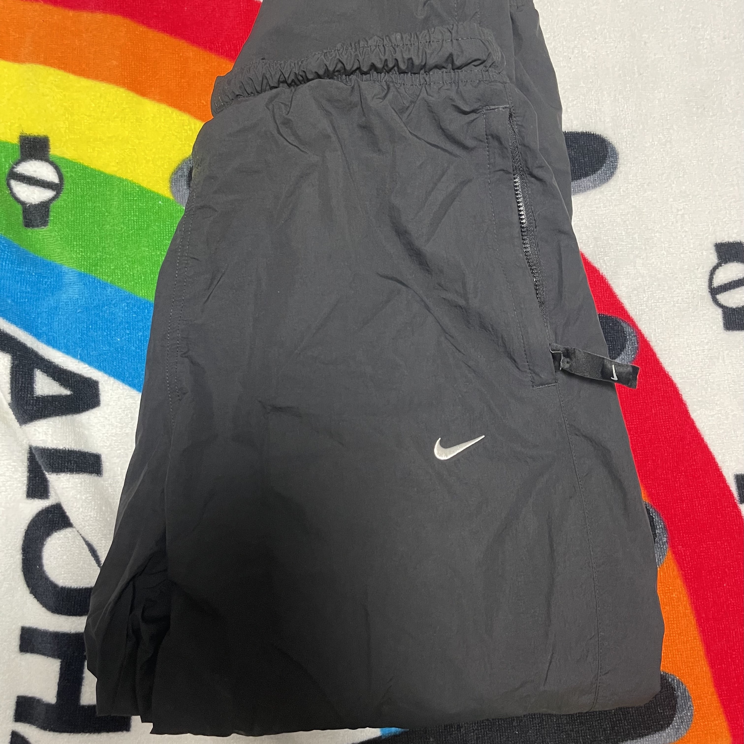 Nike NRG Solo Swoosh Woven Track Pants Black White - Asia 착용 스타일