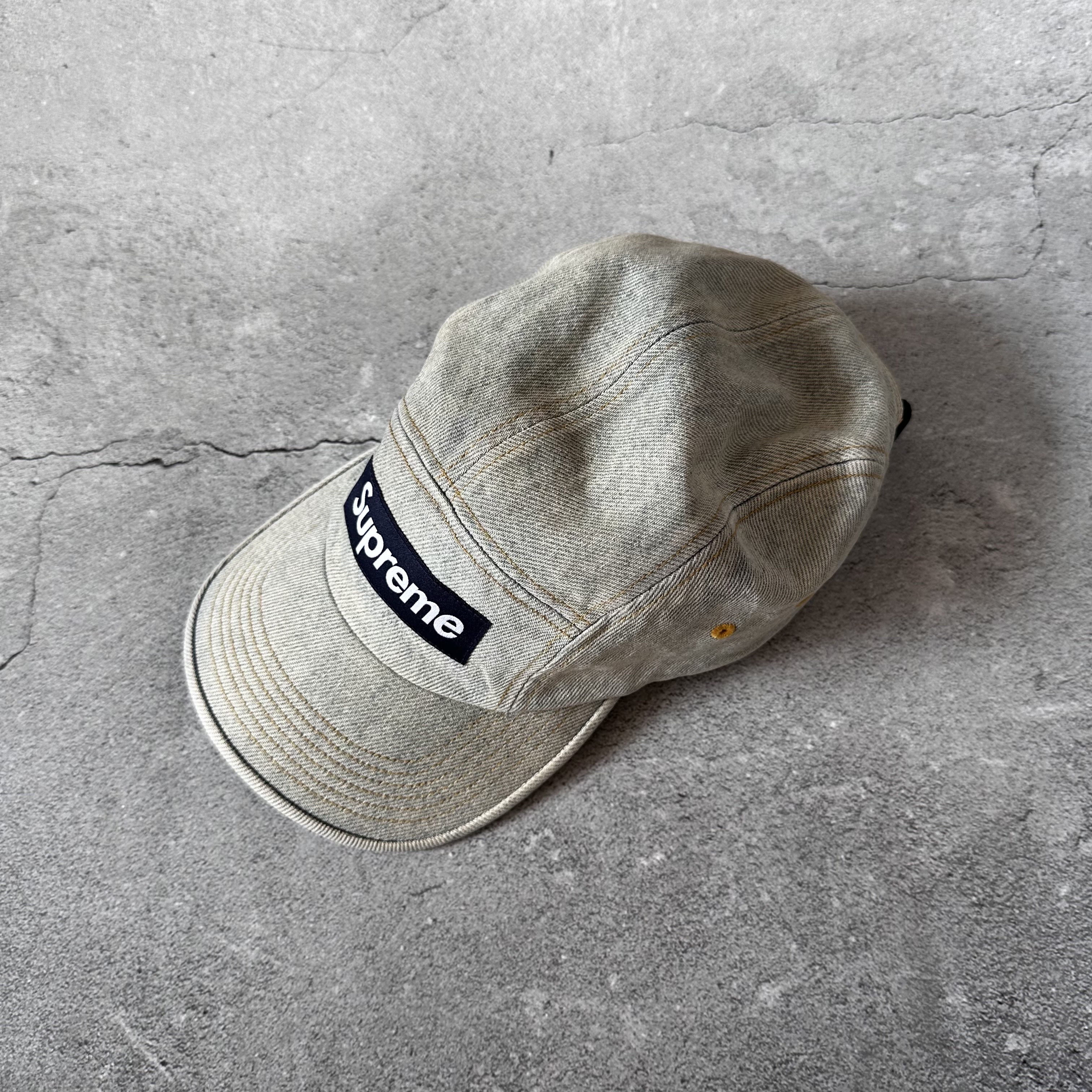 Supreme Denim Camp Cap Dirty Indigo - 23SS 착용 스타일 - 2