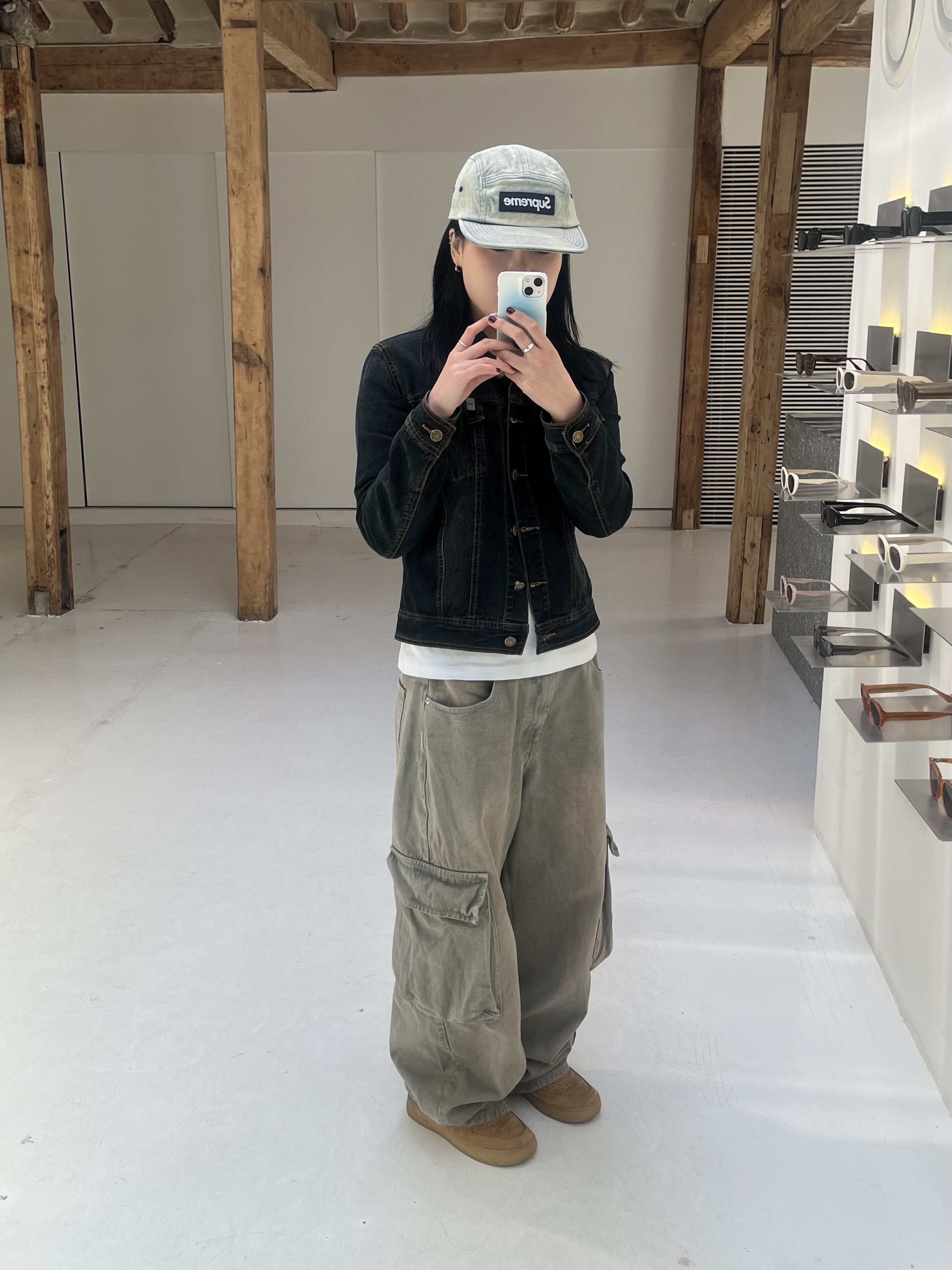 Supreme Washed Chino Twill Camp Cap Dirty Indigo - 24SS, Nike Air Force 1 '07 WB Flax 착용 스타일 - 1