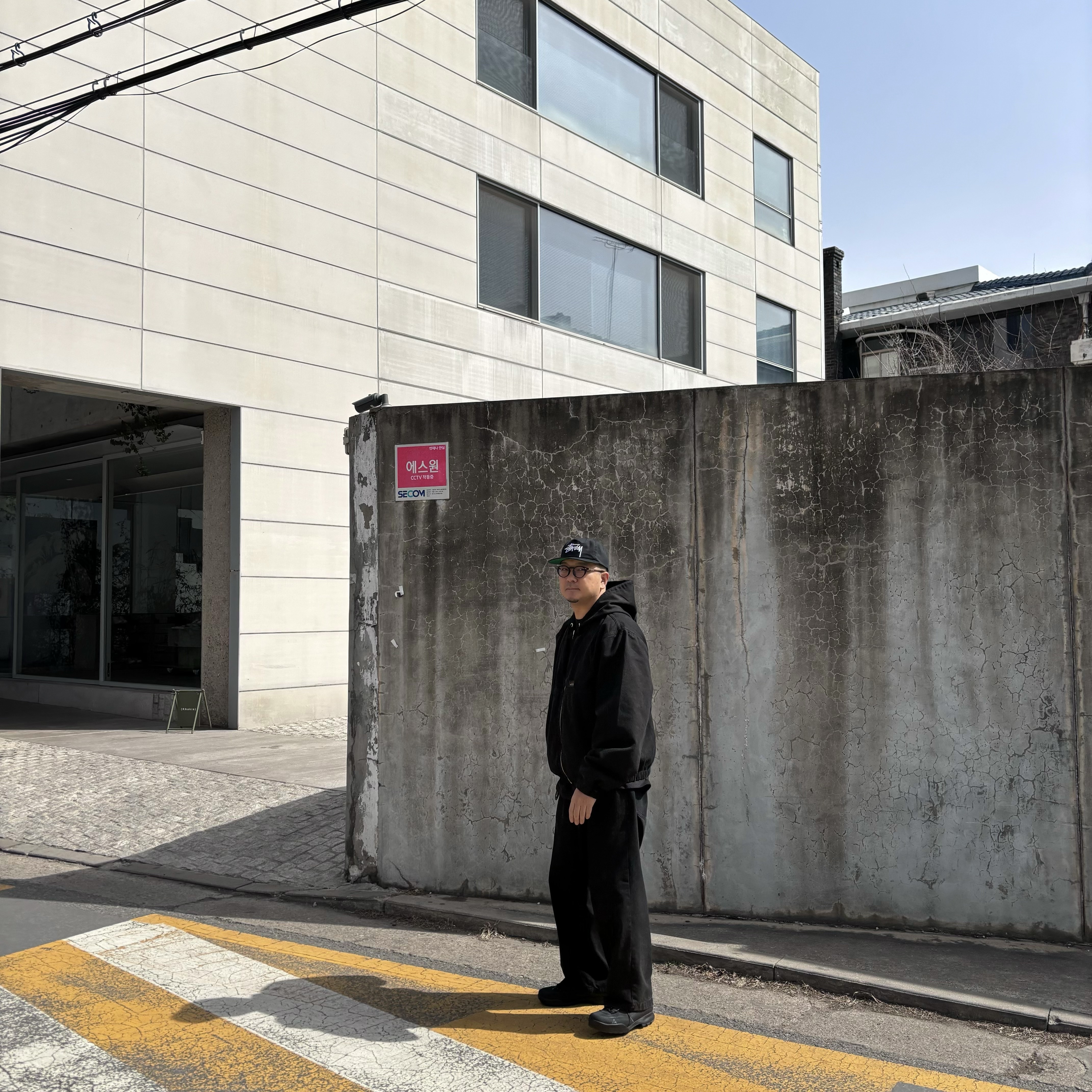 Stussy Big Stock High Crown Cap Black, Stussy Unlined Canvas Work Jacket Black 착용 스타일 - 1