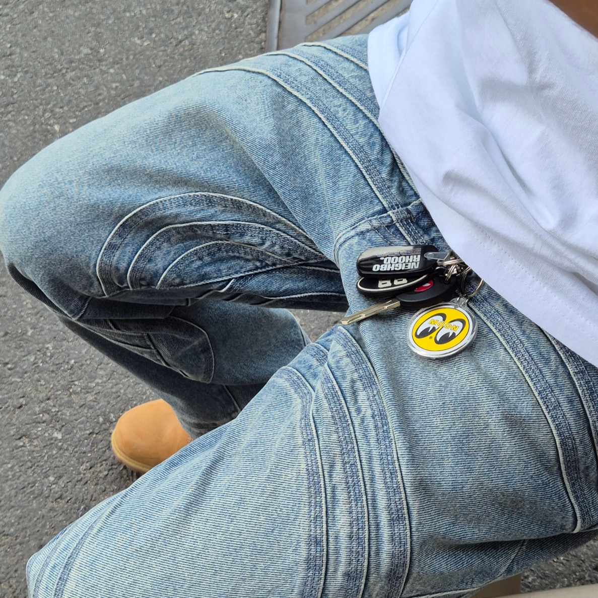 Supreme S Logo Loose Fit Jean Washed Blue - 24SS 착용 스타일 - 1