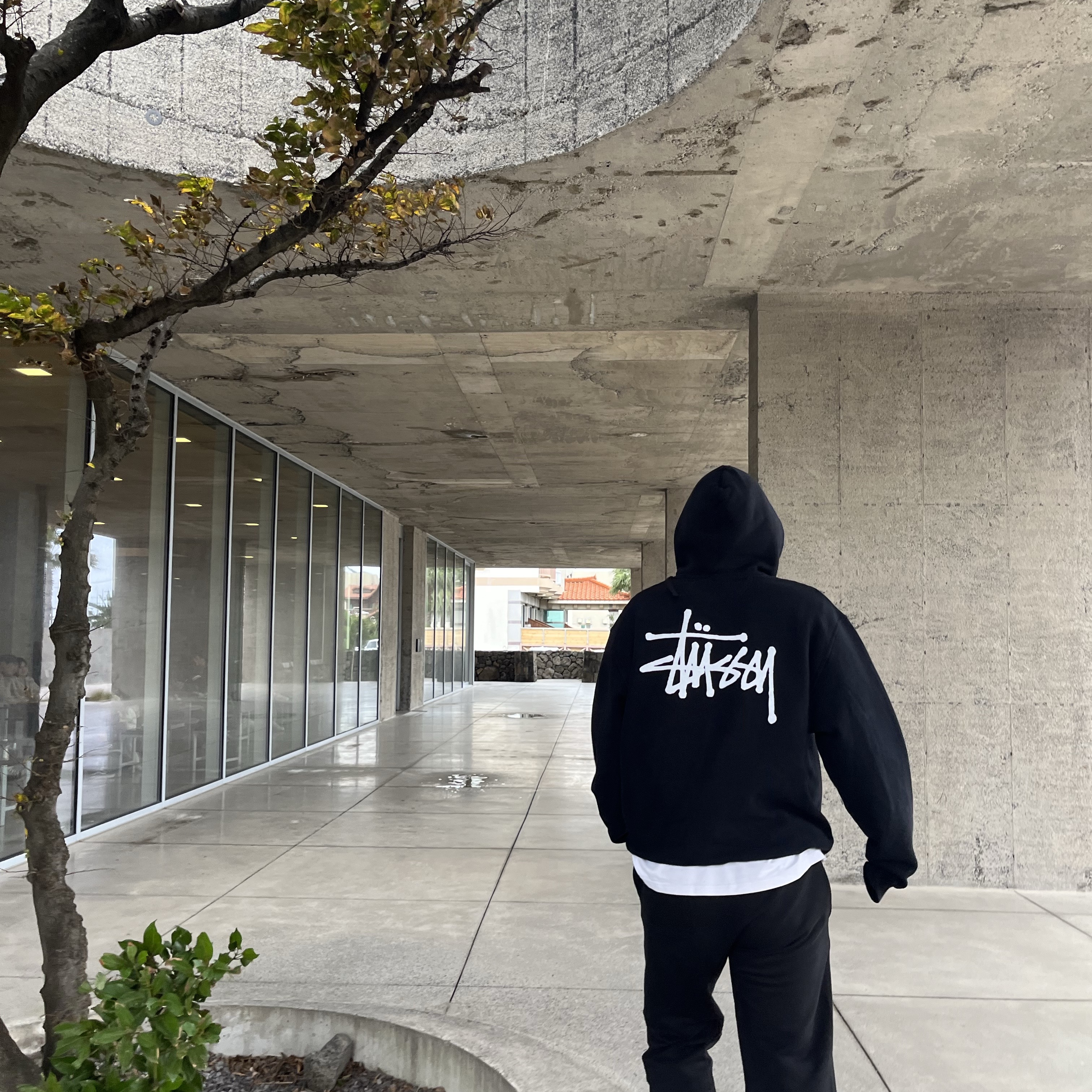 Stussy Basic Stussy Pigment Dyed Hoodie Black 착용 스타일 - 2