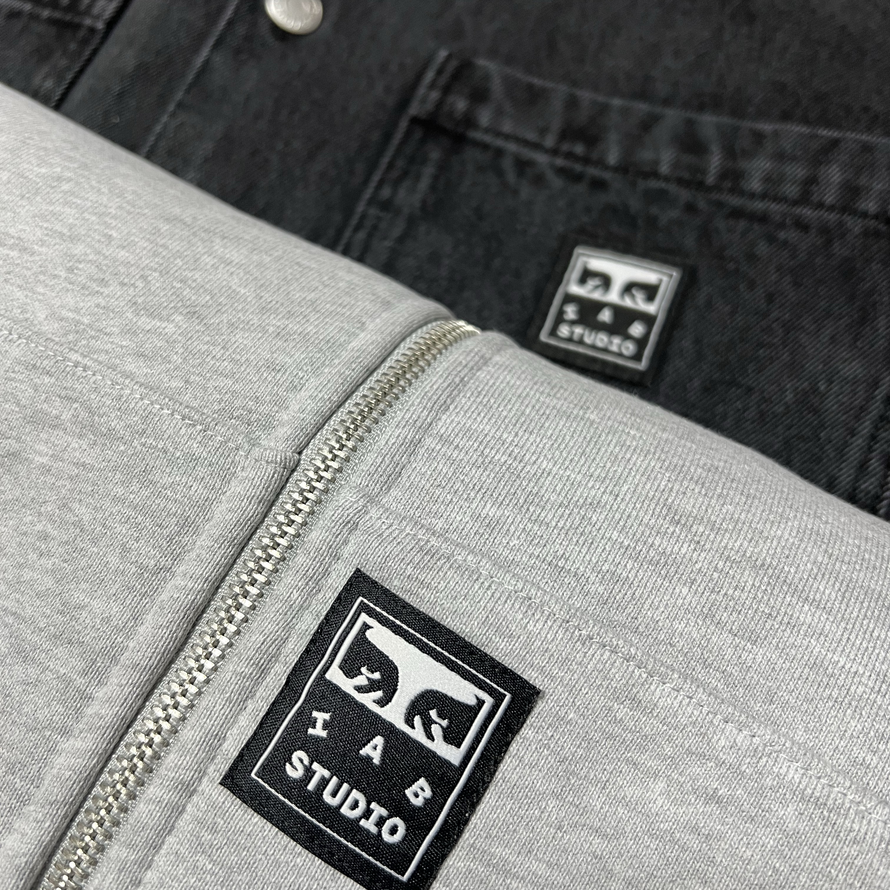 IAB Studio x Obey Icon Extra Heavy Zip Hoodie Grey Heather, IAB Studio x Obey Painters Shirt Jacket Dusty Black 착용 스타일