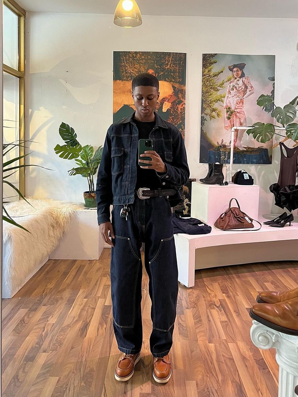 Wooyoungmi Cropped Denim Jumper Black - 23FW, Stussy SS Link Zip Work Jacket One Wash 착용 스타일 - 2