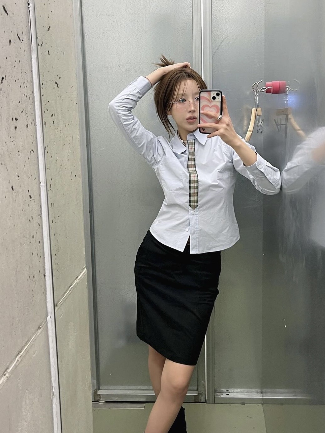 Safarispot 1/2 Roux Base School Tie Shirts Sky 착용 스타일 - 2