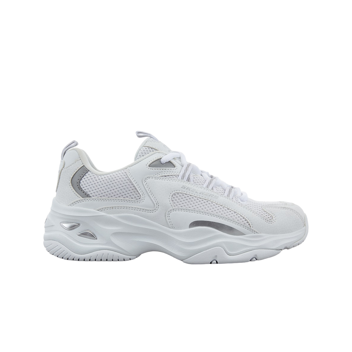 (W) 스케쳐스 딜라이트 4.0 화이트 실버((W) Skechers D'Lites 4.0 White Silver)