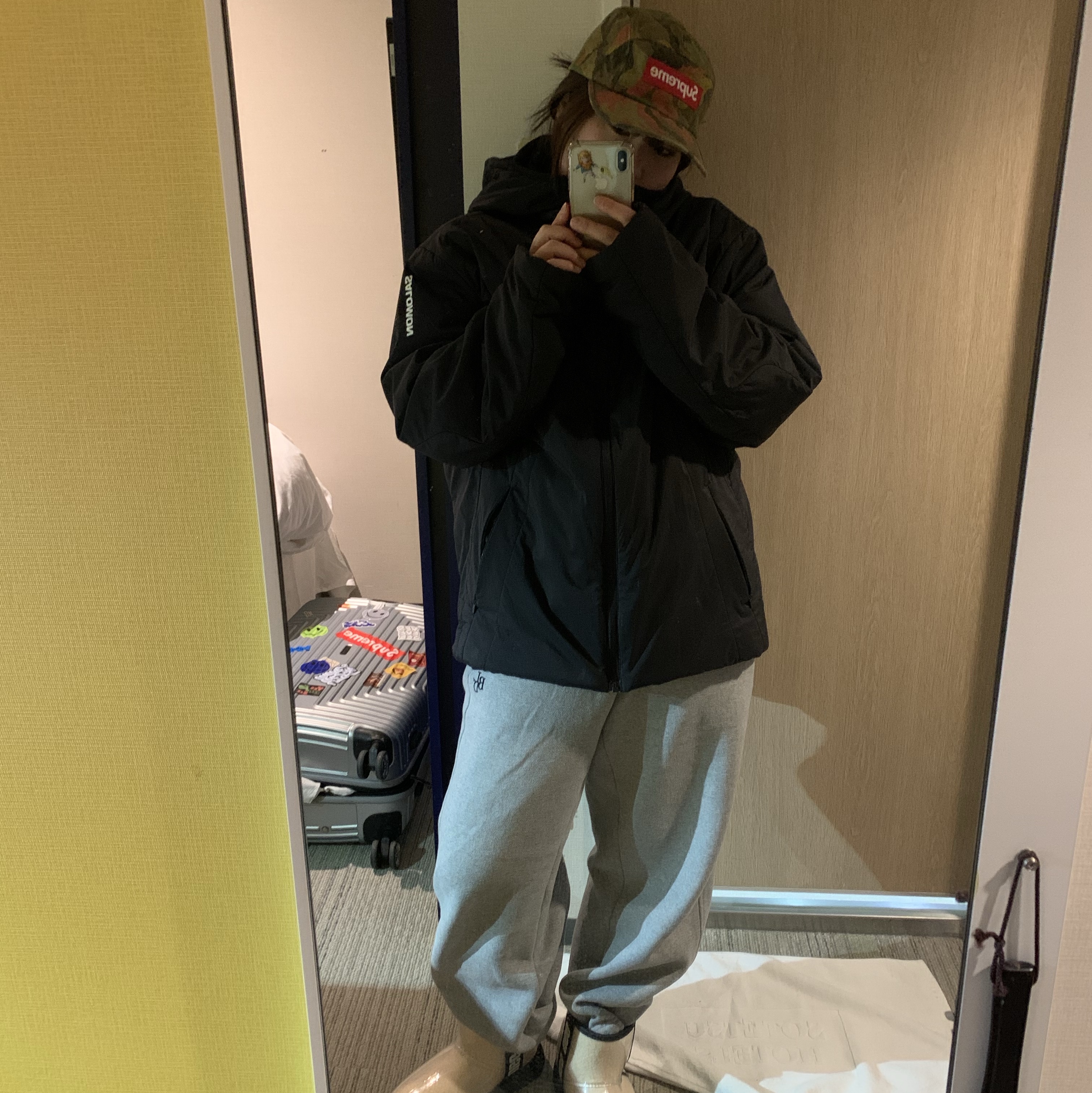 Supreme Washed Canvas Camp Cap Tan Camo - 24SS, Salomon Modisay Pro Jacket Black 착용 스타일