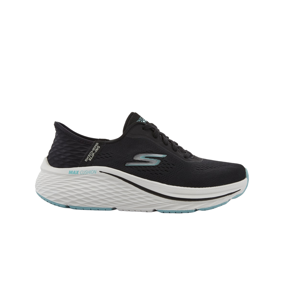 129606-BKBL (W) Skechers Max Cushioning Elite 2.0 Slip Ins Black Blue