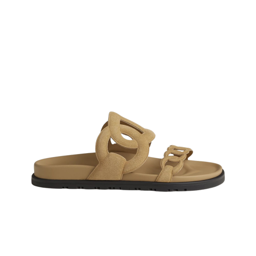 W) 에르메스 엑스트라 샌들 스웨이드 고트스킨 & 베쥬 알바트르