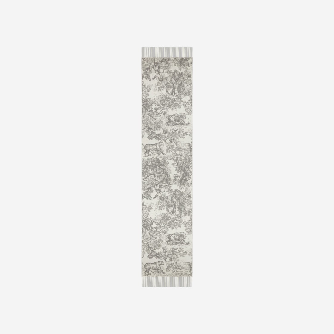 (W) Dior Toile De Jouy Sauvage Scarf Gray Cashmere Wool 상세 이미지 1