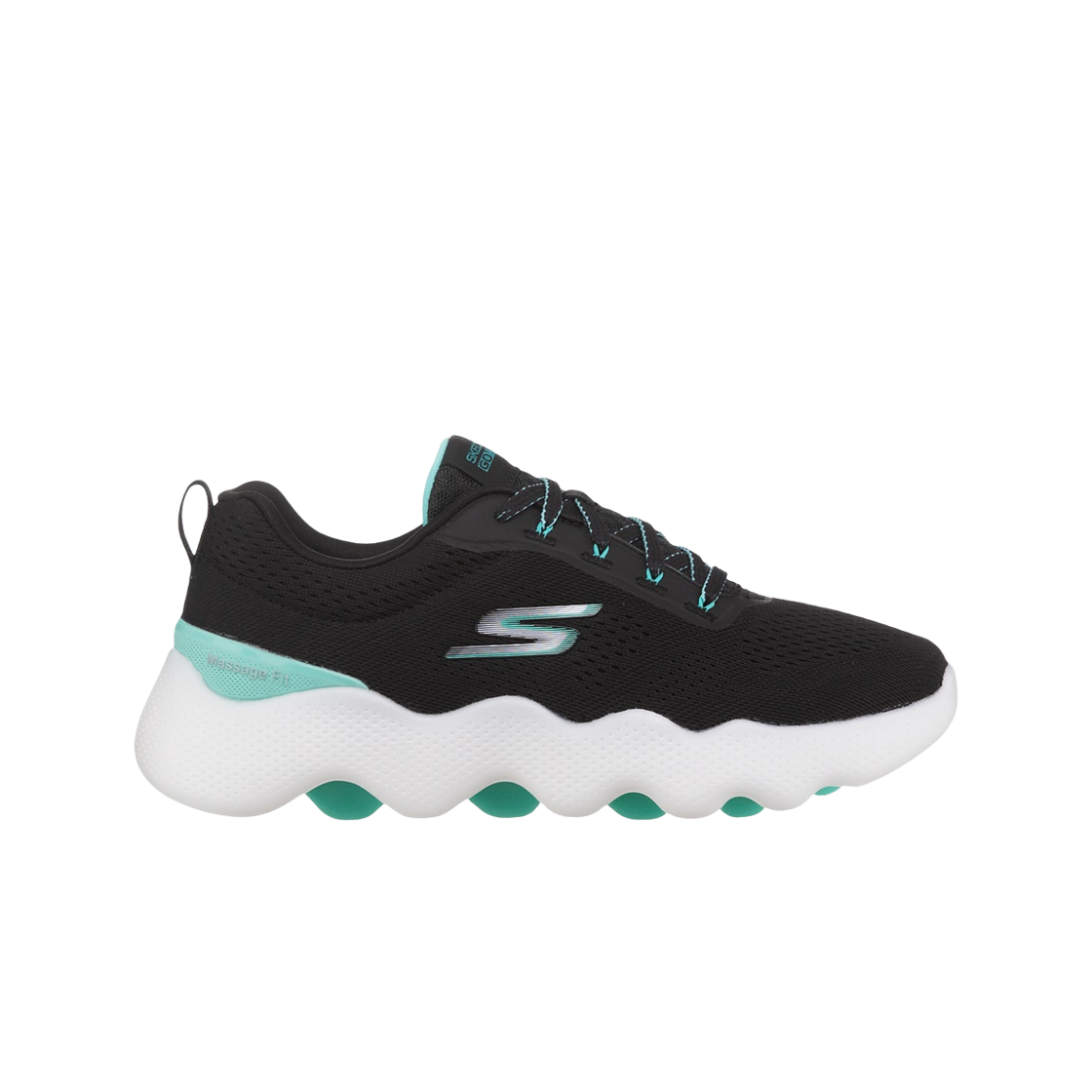 (W) 스케쳐스 고워크 마사지핏 블랙 터콰이즈((W) Skechers Go Walk Massage Fit Black Turquoise) - 1