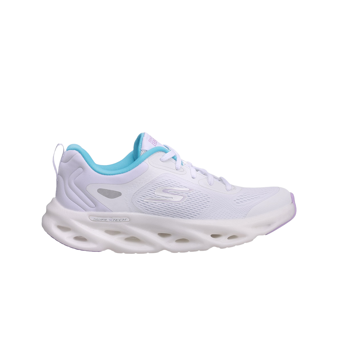 129496-WBL (W) Skechers Go Run Swirl Tech Speed White Blue