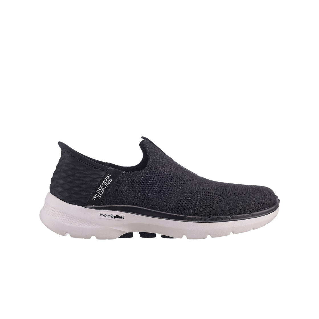 124569-BKW (W) Skechers Go Walk 6 Slip Ins Black White