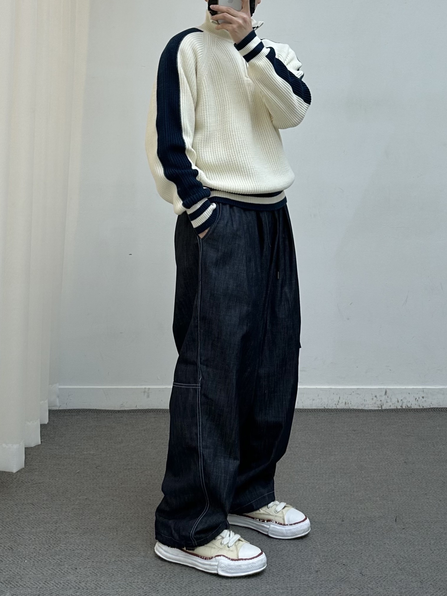Maison Mihara Yasuhiro Peterson OG Sole Canvas Low-top Sneakers Natural 착용 스타일 - 3