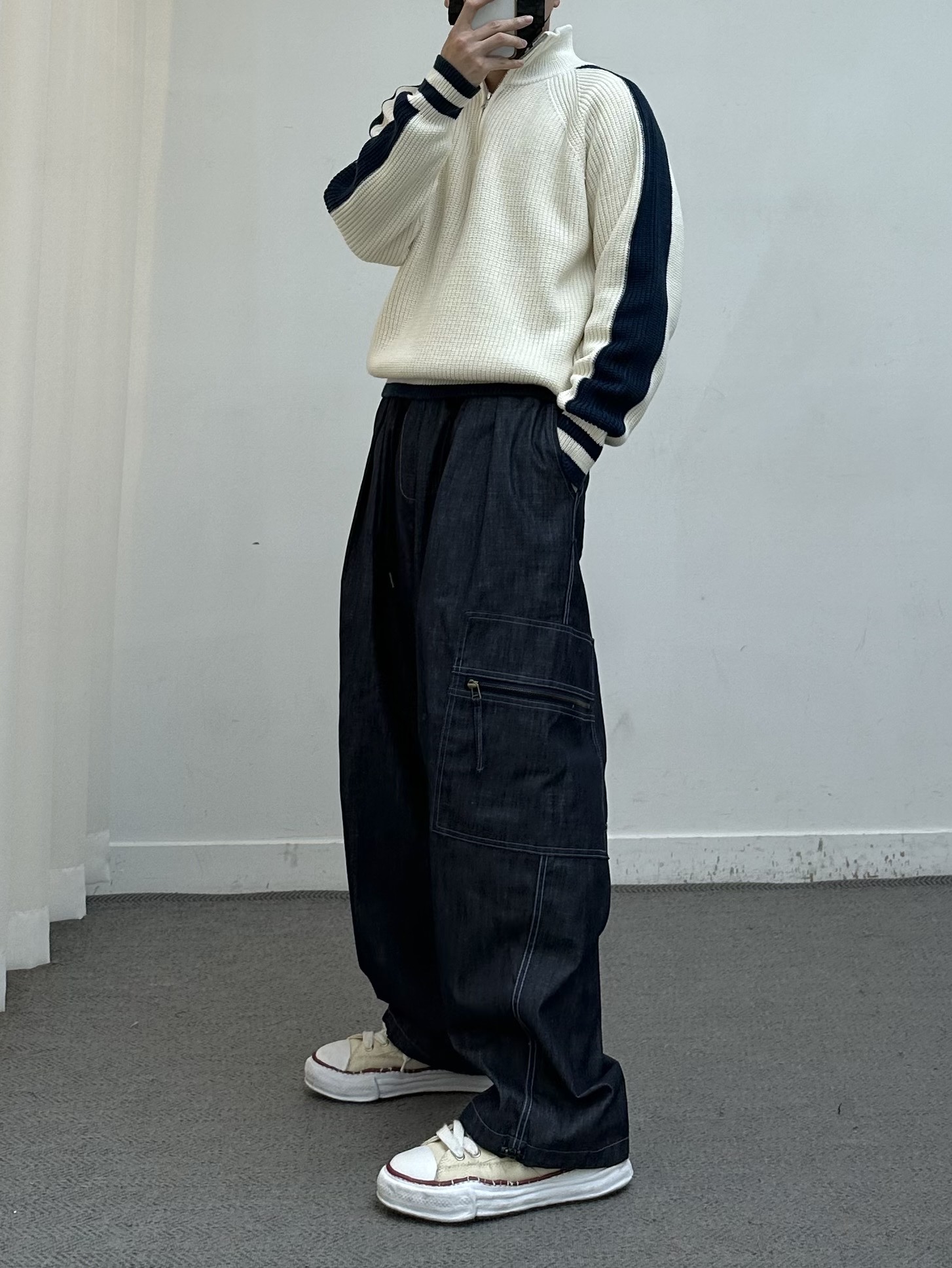 Maison Mihara Yasuhiro Peterson OG Sole Canvas Low-top Sneakers Natural 착용 스타일 - 5