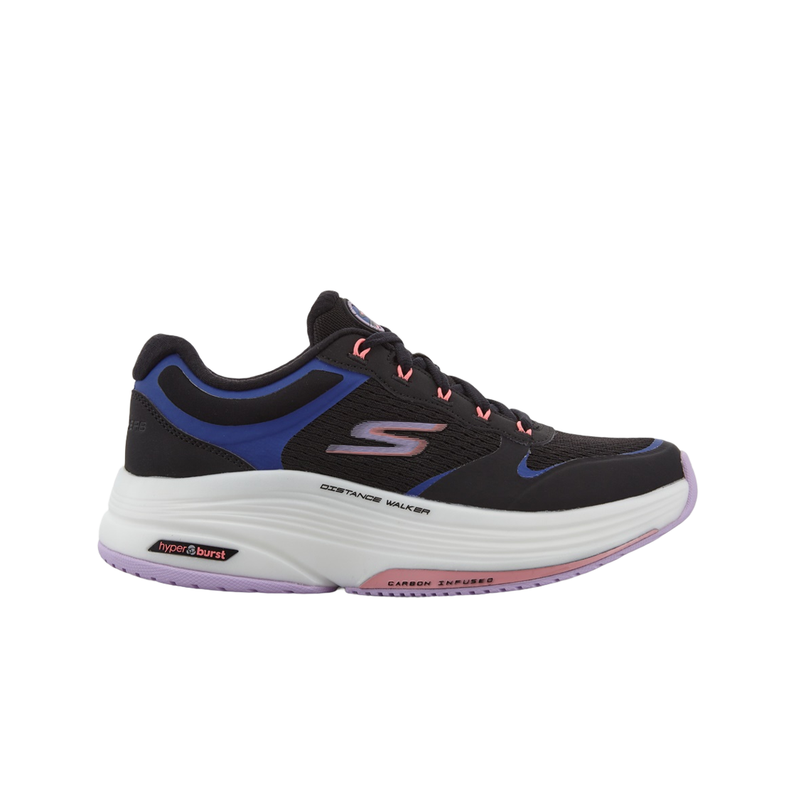 125130-BKLV (W) Skechers Go Walk Distance Walker Black Lavender