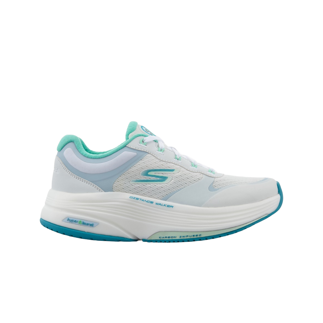 125130-WAQ (W) Skechers Go Walk Distance Walker White Aqua