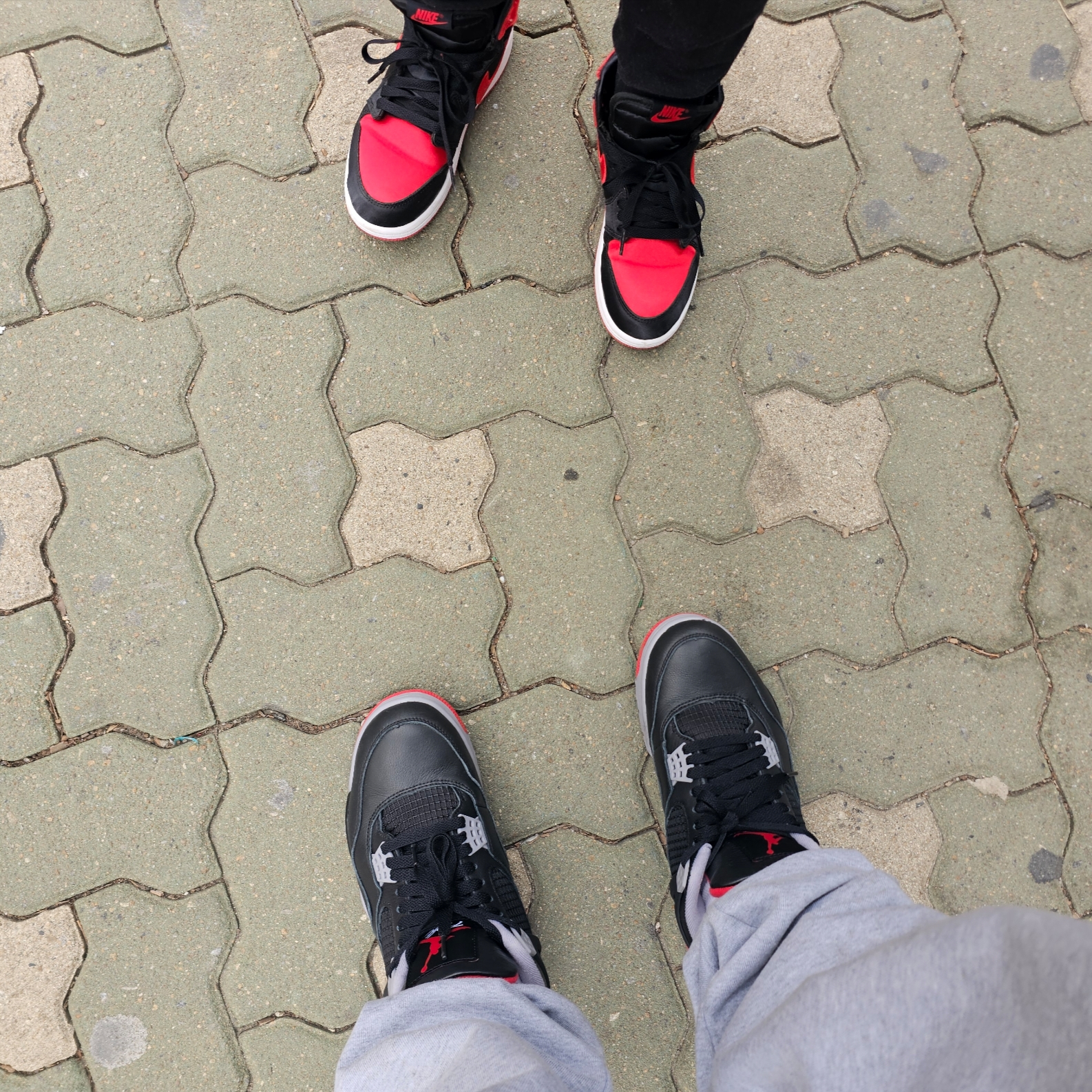 (PS) Jordan 1 Retro High OG Satin Bred, Jordan 4 Retro Bred Reimagined 착용 스타일 - 5