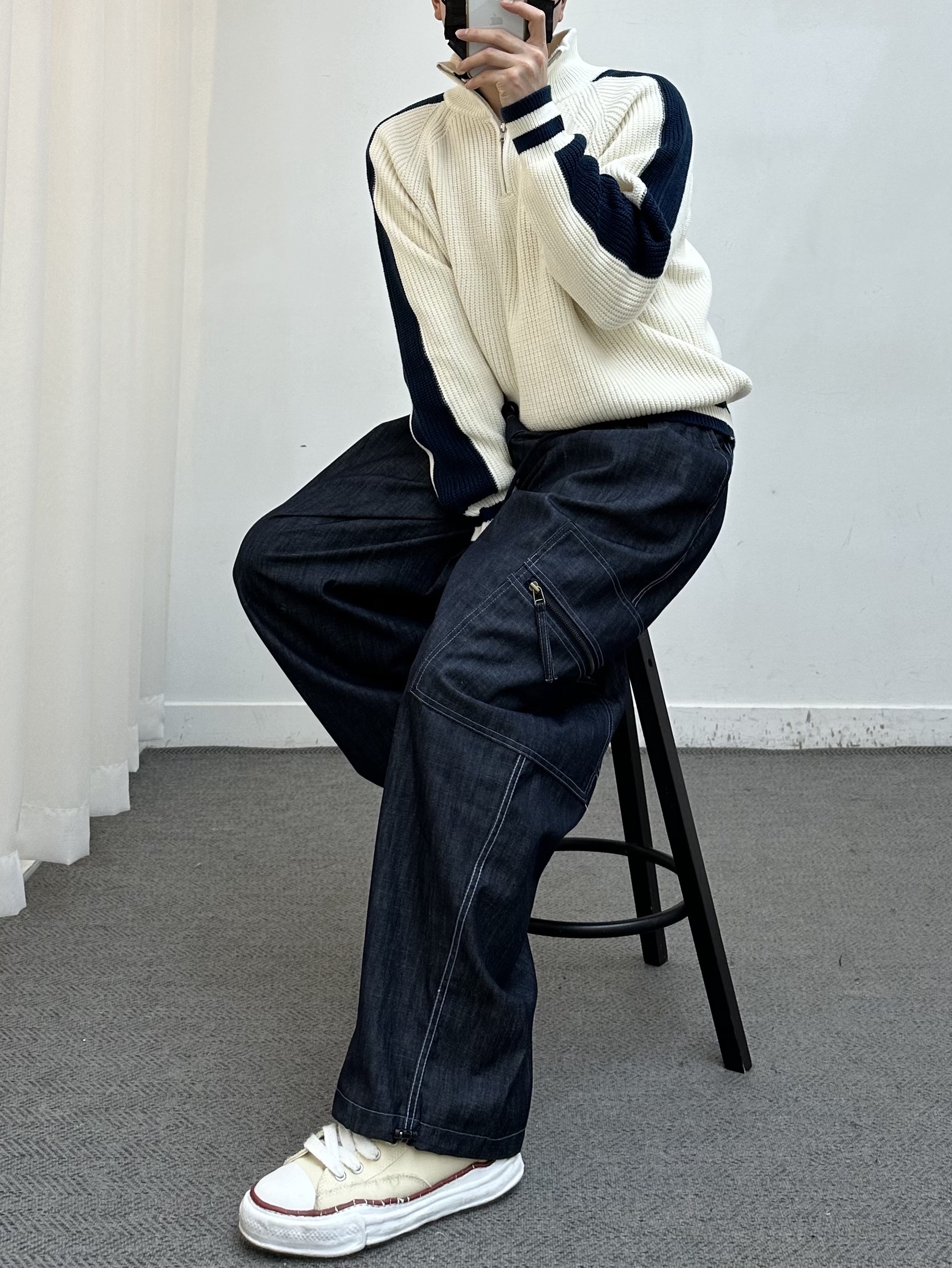 Maison Mihara Yasuhiro Peterson OG Sole Canvas Low-top Sneakers Natural 착용 스타일 - 4