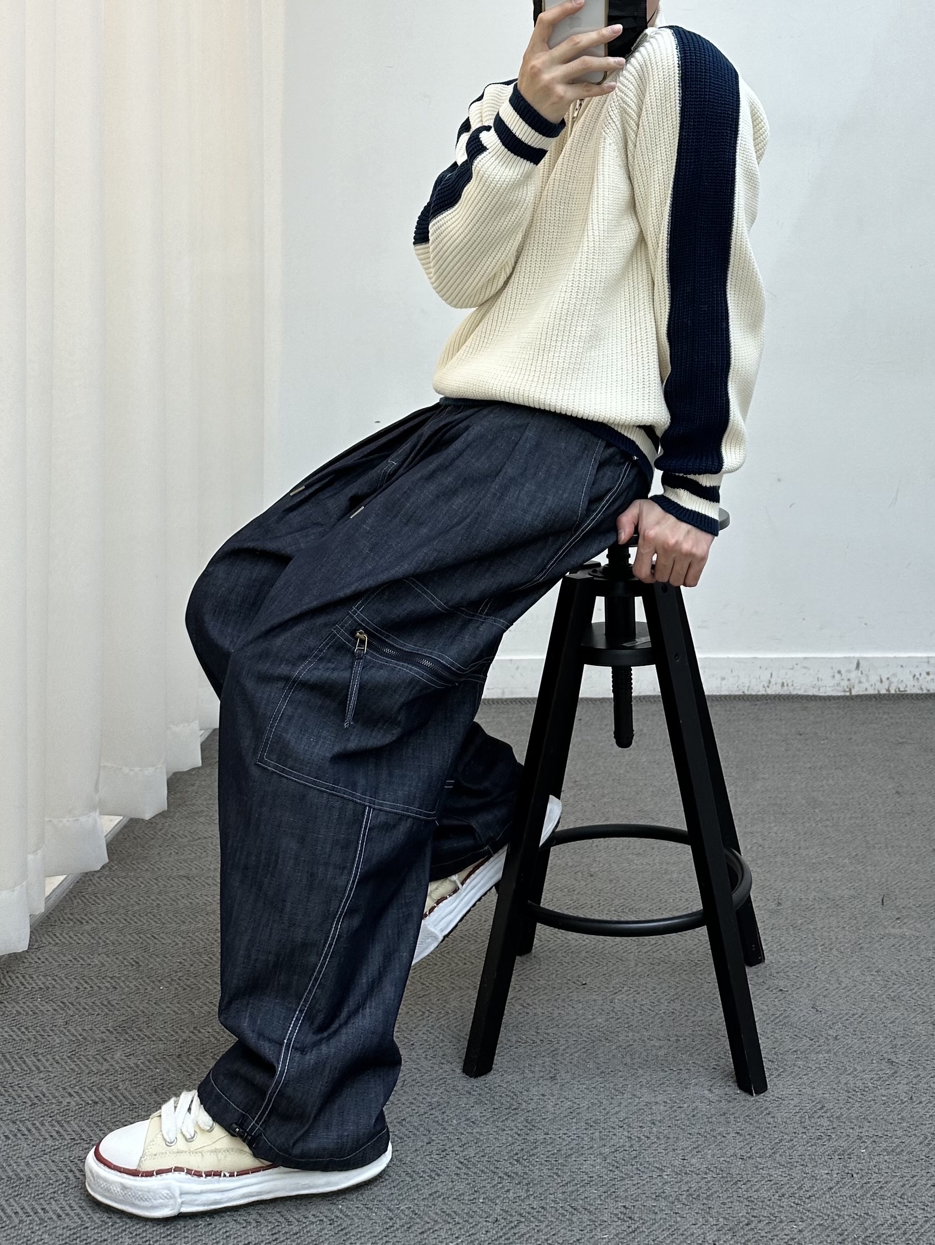 Maison Mihara Yasuhiro Peterson OG Sole Canvas Low-top Sneakers Natural 착용 스타일 - 1