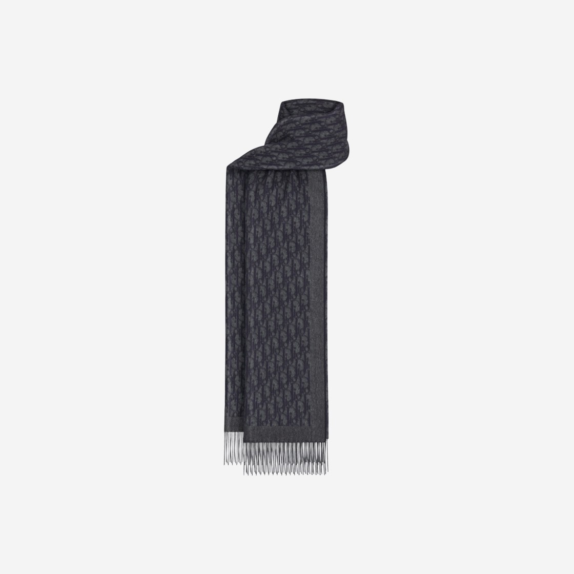 Dior Oblique Scarf Deep Gray Navy Blue Silk 상세 이미지 1