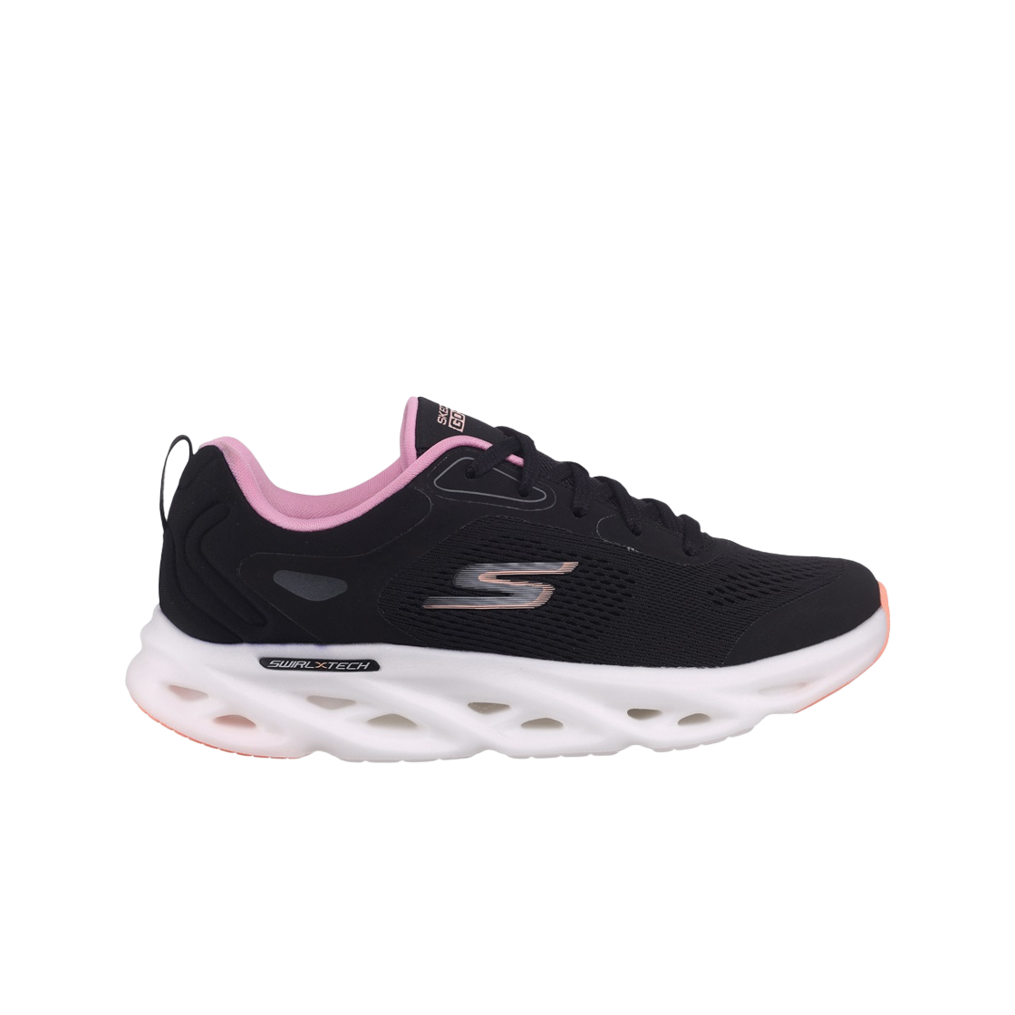 129496-BKPK (W) Skechers Go Run Swirl Tech Speed Black Pink
