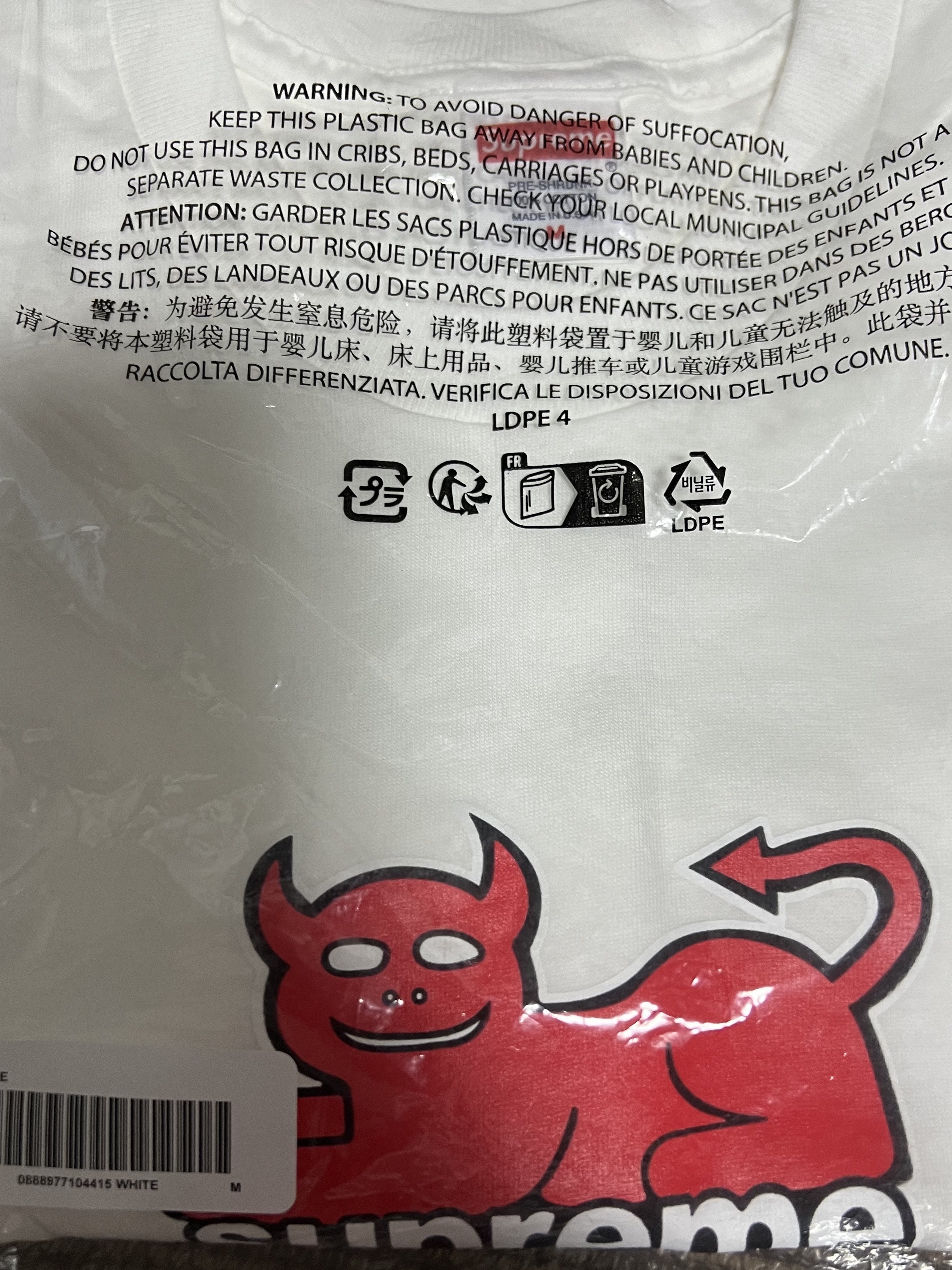 Supreme x Toy Machine Devil Cat T-Shirt White - 24SS 착용 스타일