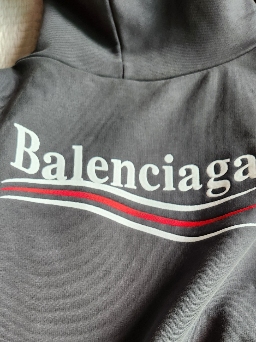 Balenciaga Political Campaign Hoodie Large Fit Grey White 착용 스타일 - 1