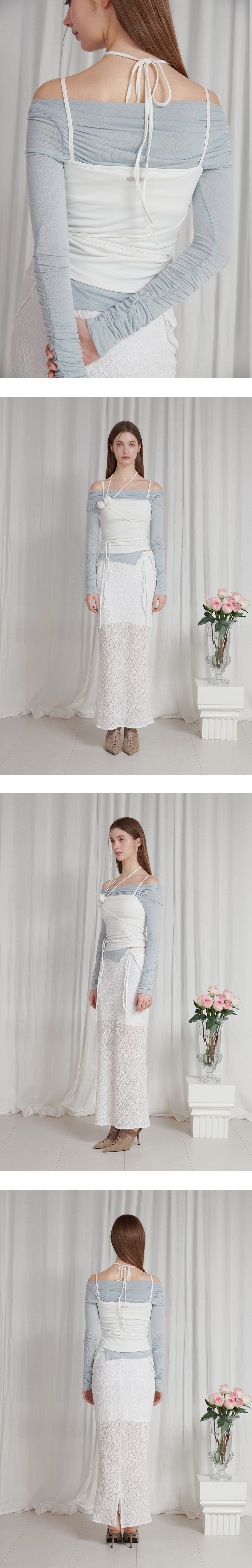 Pain Or Pleasure Rose Corsage Sleeveless White 상세 이미지 4