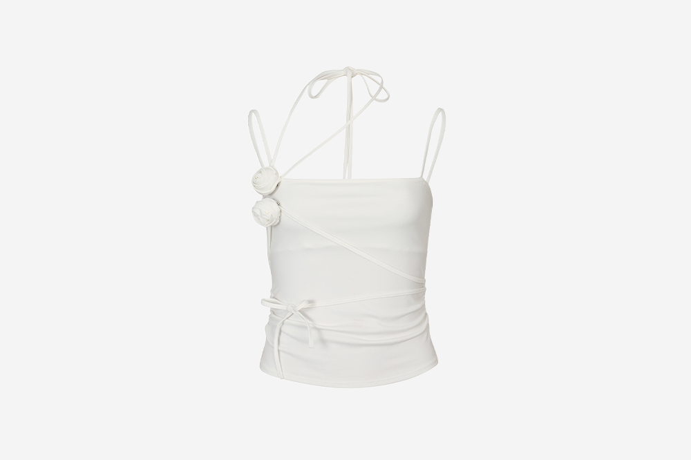 Pain Or Pleasure Rose Corsage Sleeveless White 상세 이미지 1