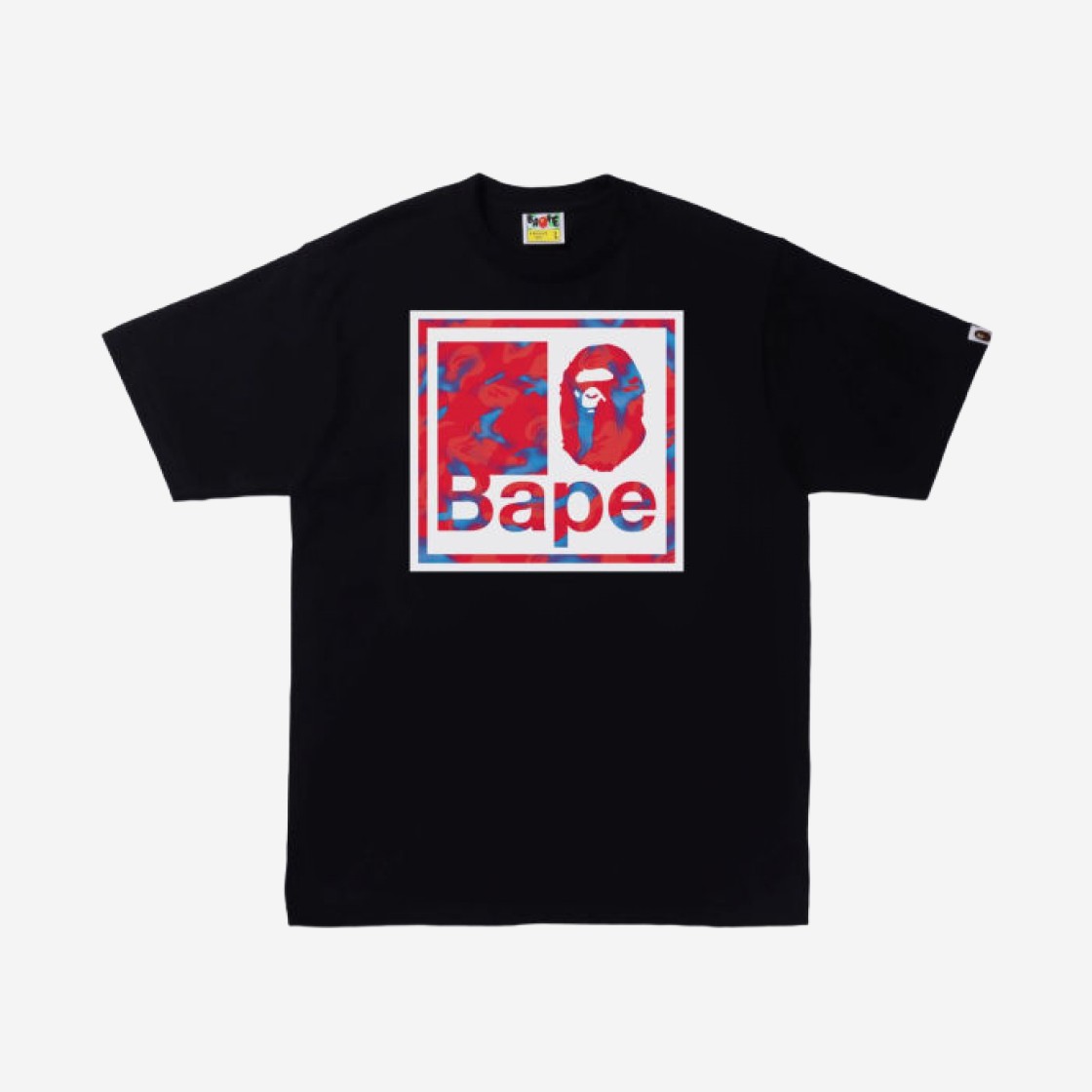 BAPE Stroke Camo Quadrangle T-Shirt Black Red 상세 이미지 1