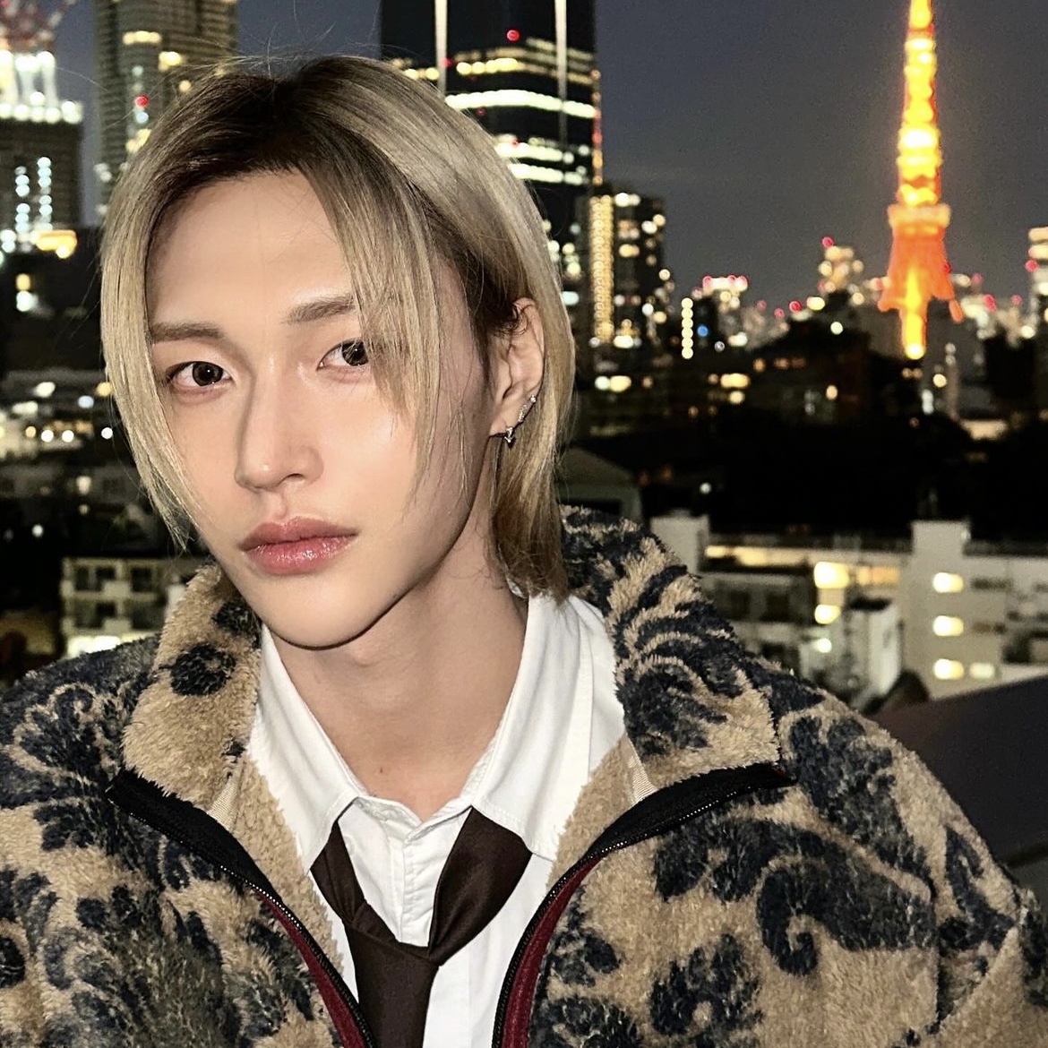 Kapital Damask Pattern Fleece Zip Blouson Beige 착용 스타일 - 3
