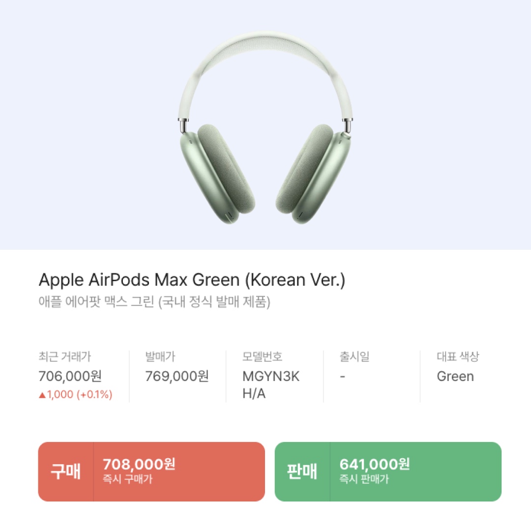 Apple AirPods Max Lightning Green (Korean Ver.) 착용 스타일 - 2
