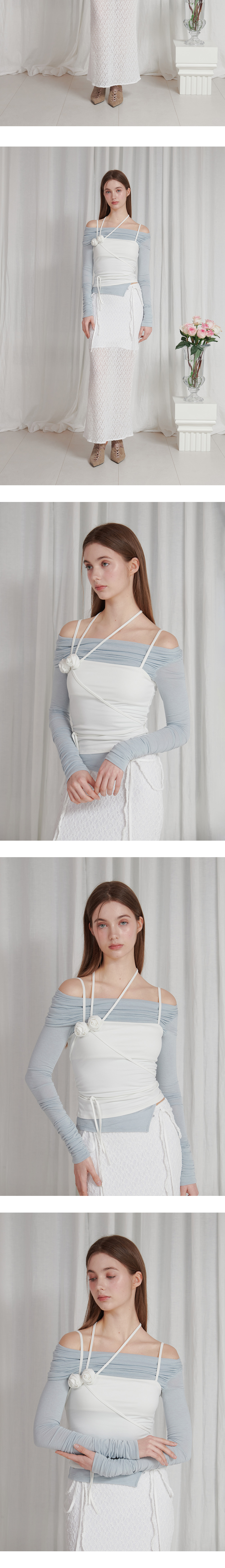 Pain Or Pleasure Rose Corsage Sleeveless White 상세 이미지 3