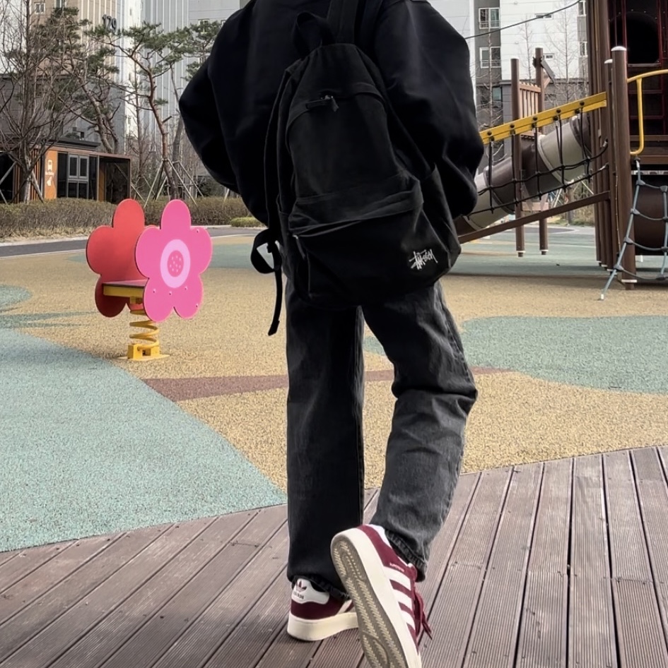Nike x Stussy Full Zip Washed Fleece Hoodie Black (FJ9175-010), Stussy Canvas Backpack Washed Black 착용 스타일 - 2