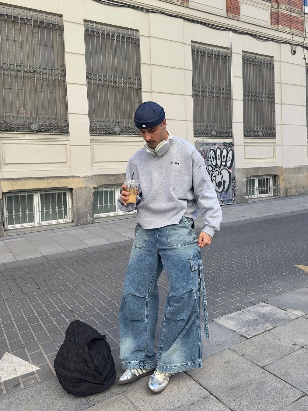 Stussy Relaxed Oversized Crew Green, Supreme Inside Out Crewneck Navy - 23FW 착용 스타일 - 6