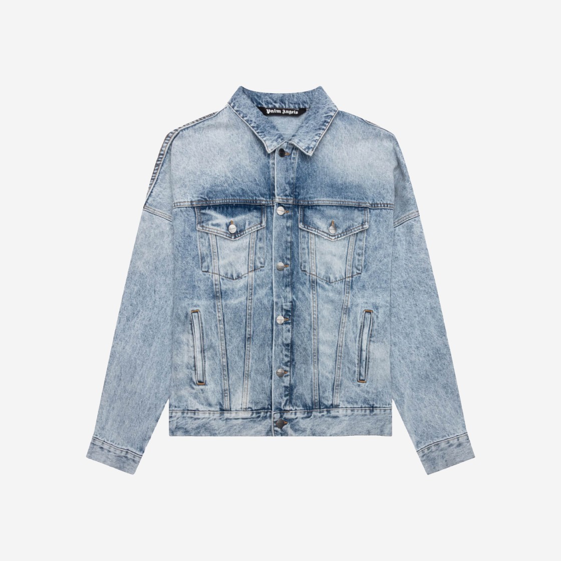 Palm Angels Back Logo Denim Jacket Light Blue 상세 이미지 2